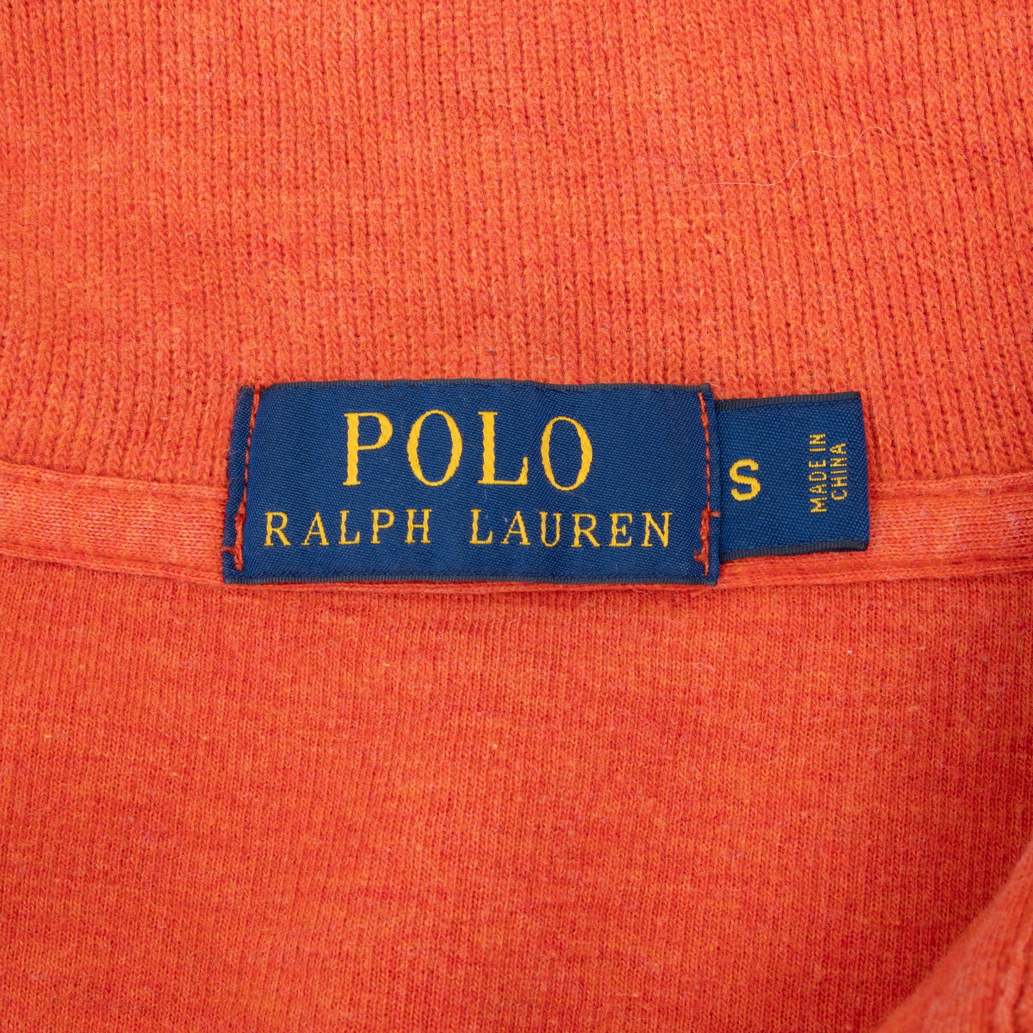 Vintage Polo Ralph Lauren Orange Quarter 1/4 Zip Sweater Size Small