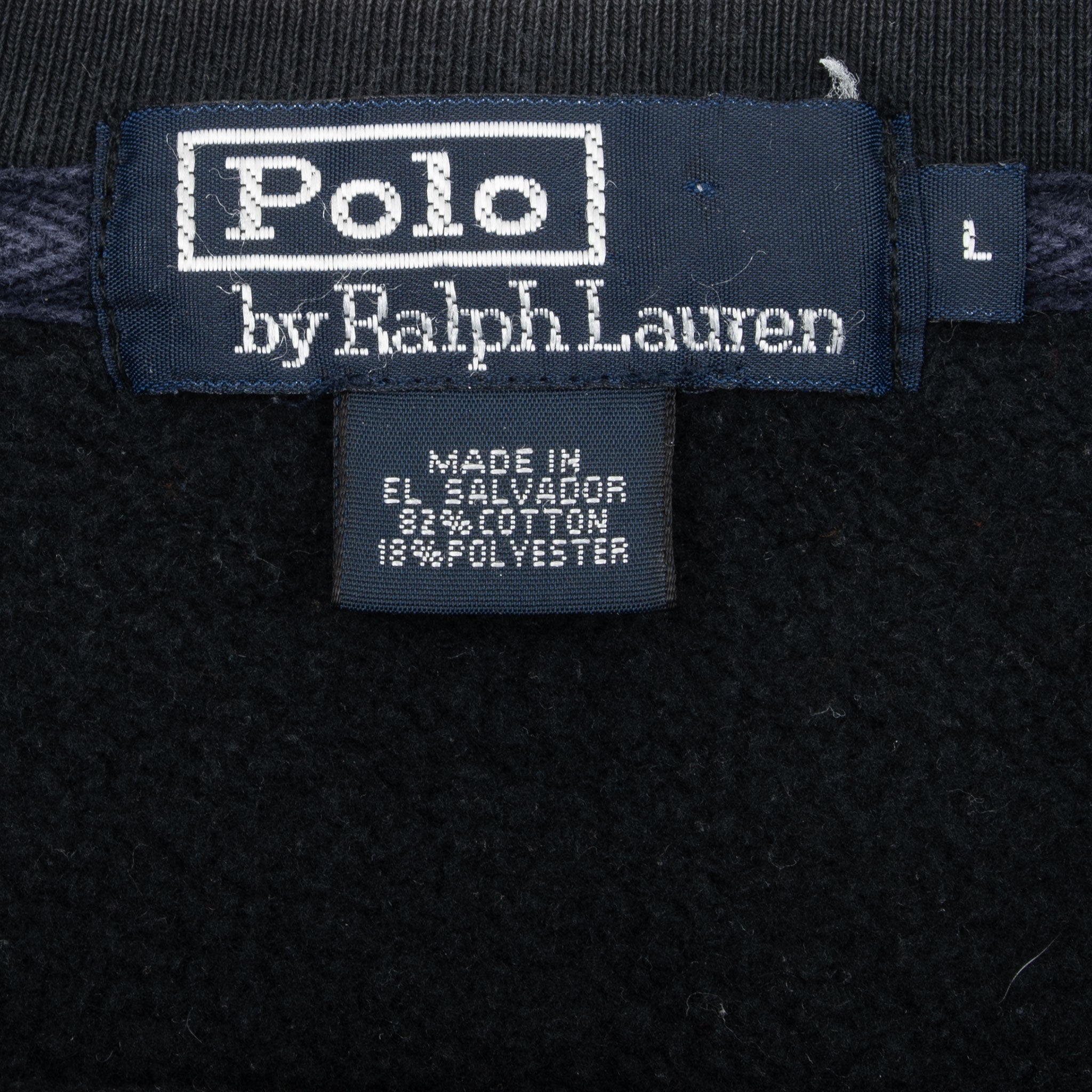 VINTAGE RALPH LAUREN 1990S CLASSIC BLACK CREWNECK SWEATSHIRT LARGE