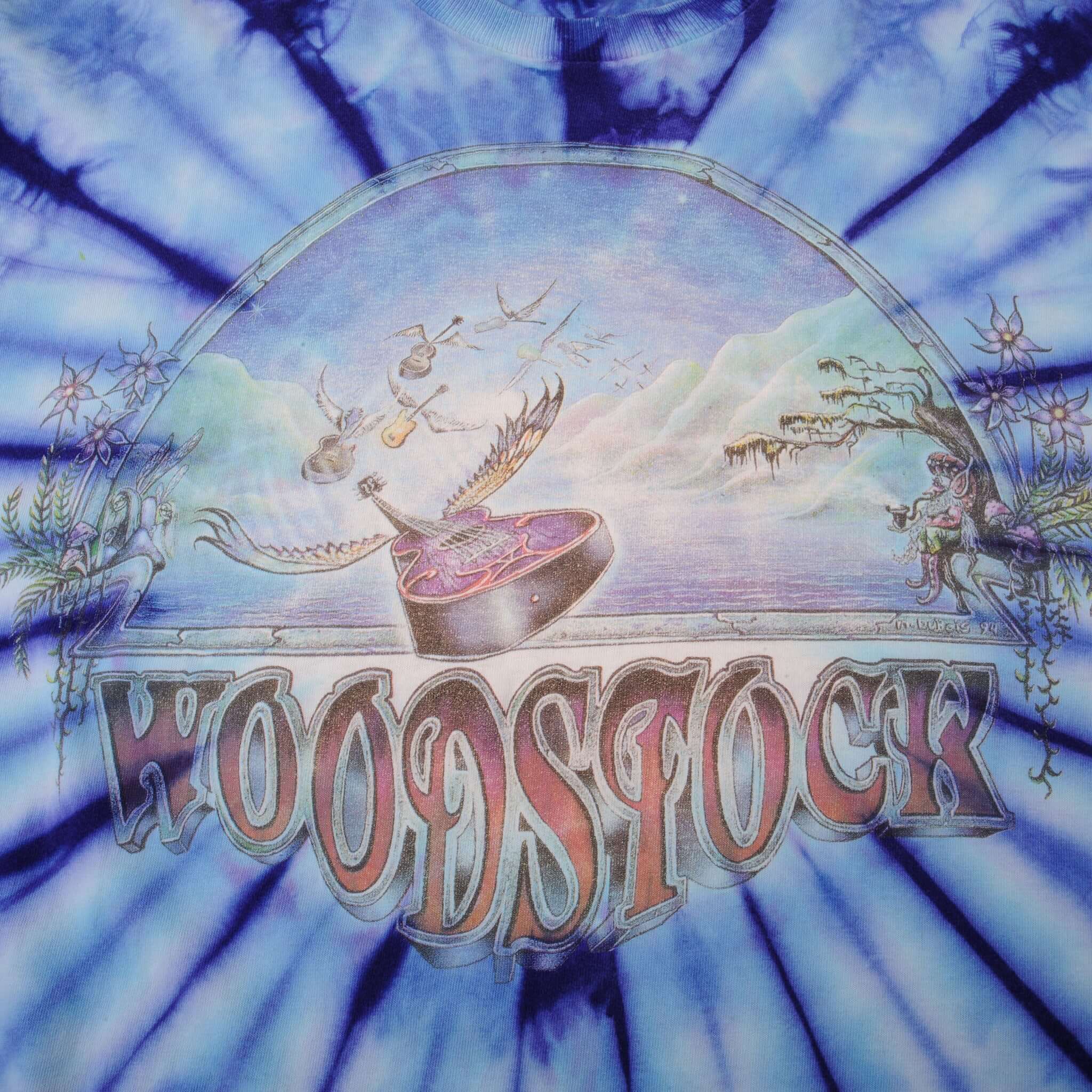 Vintage Tie-Dye Woodstock 1994 Design by Mike Dubois Tee Shirt Size XL 