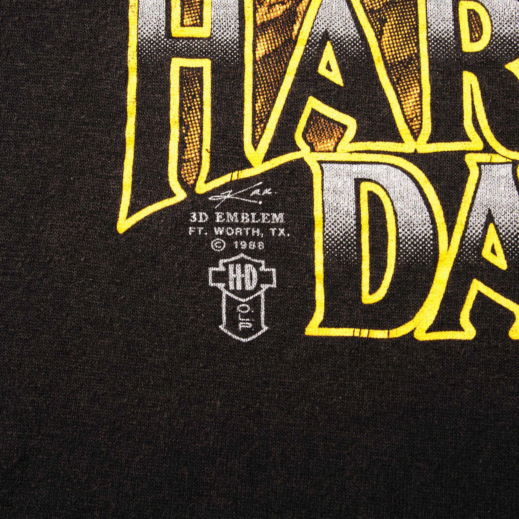 Vintage 3D Emblem Harley Davidson Tee Shirt 1988 Size Medium Made In USA With Single Stitch Sleeves.