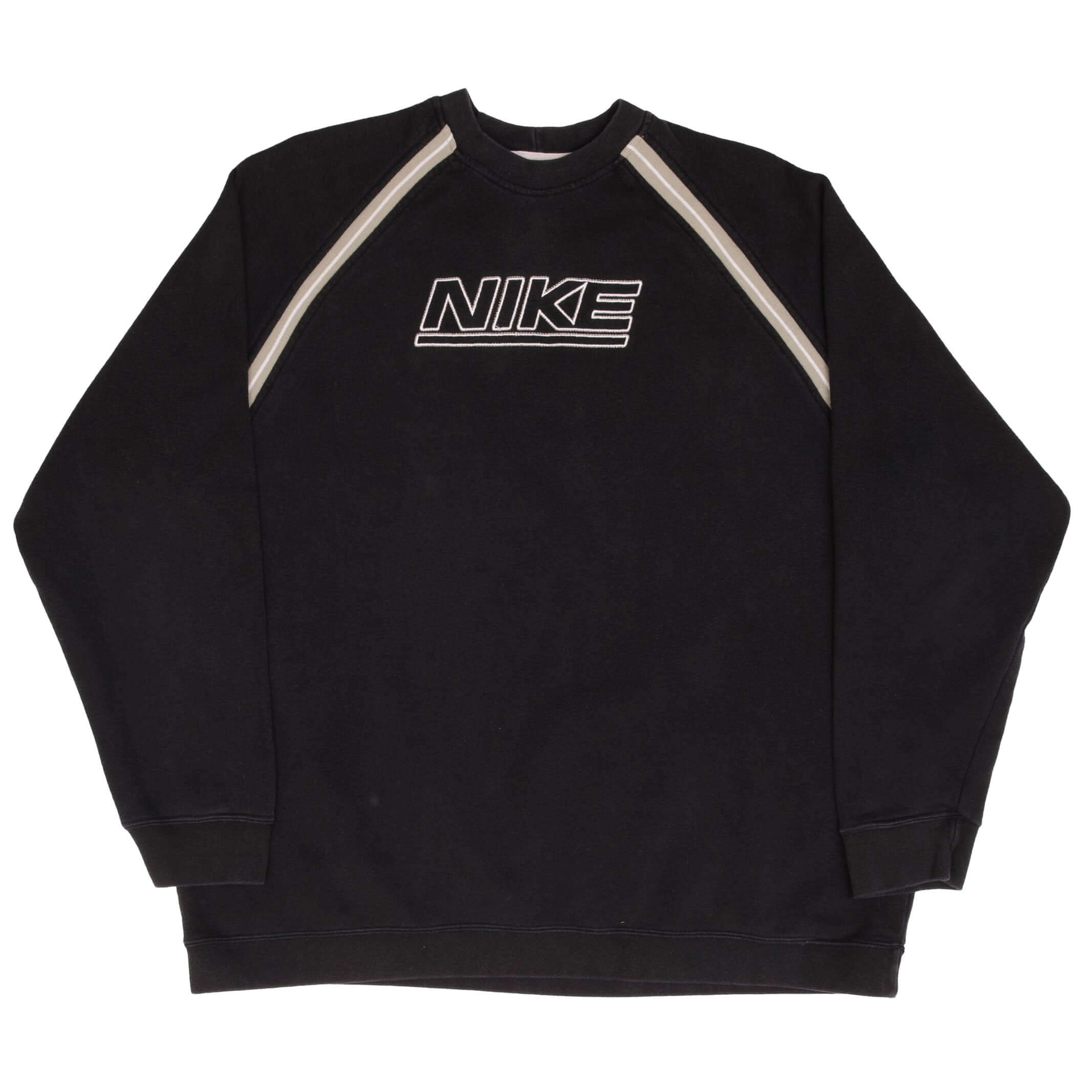 Vintage Nike Spellout Swoosh Black Crewneck Sweatshirt 1990S Size XL
