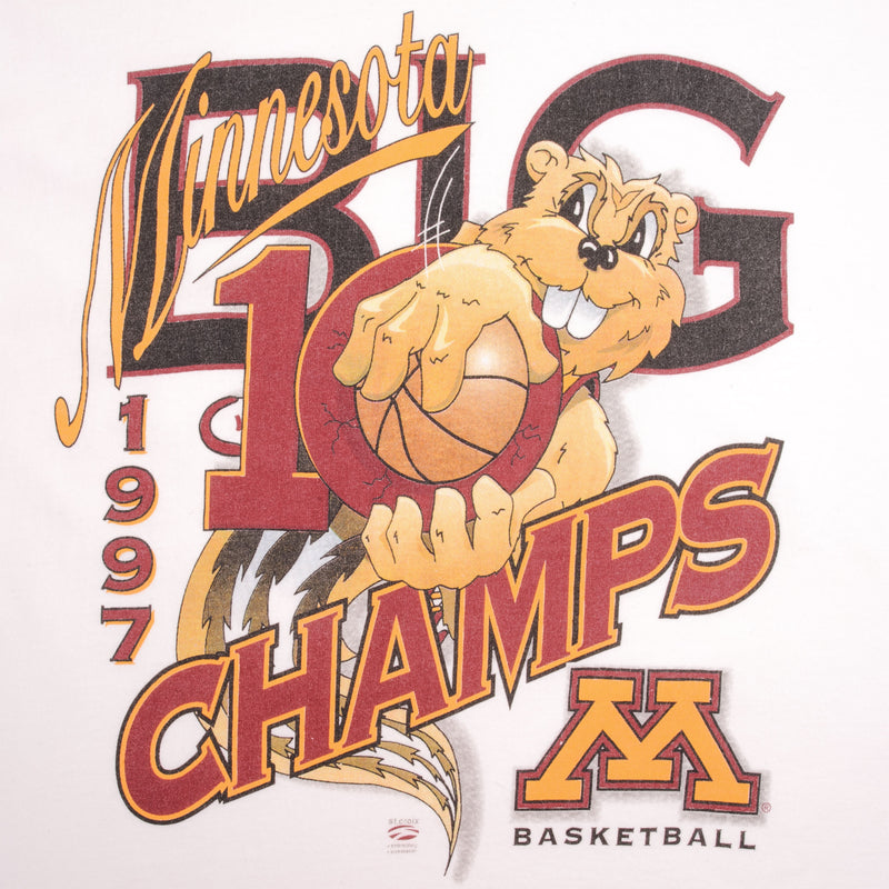 Vintage Ncaa Minnesota Golden Gothers Basketball Champs 1997 Tee Shirt Size XL With Single Stitch Sleeves