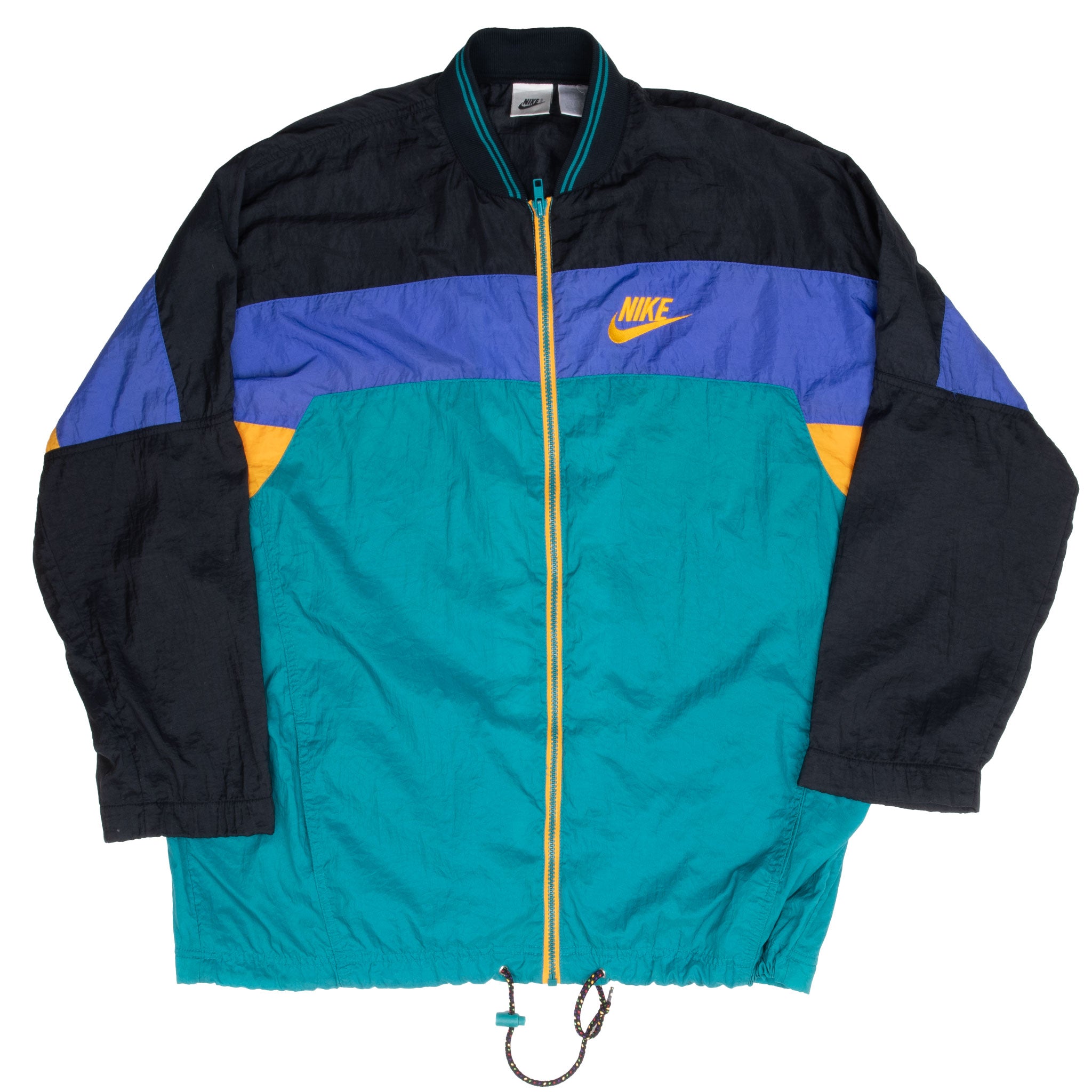 Vintage Nike Teal Black Yellow Bomber Windbreaker Jacket 1990S Size Xlb