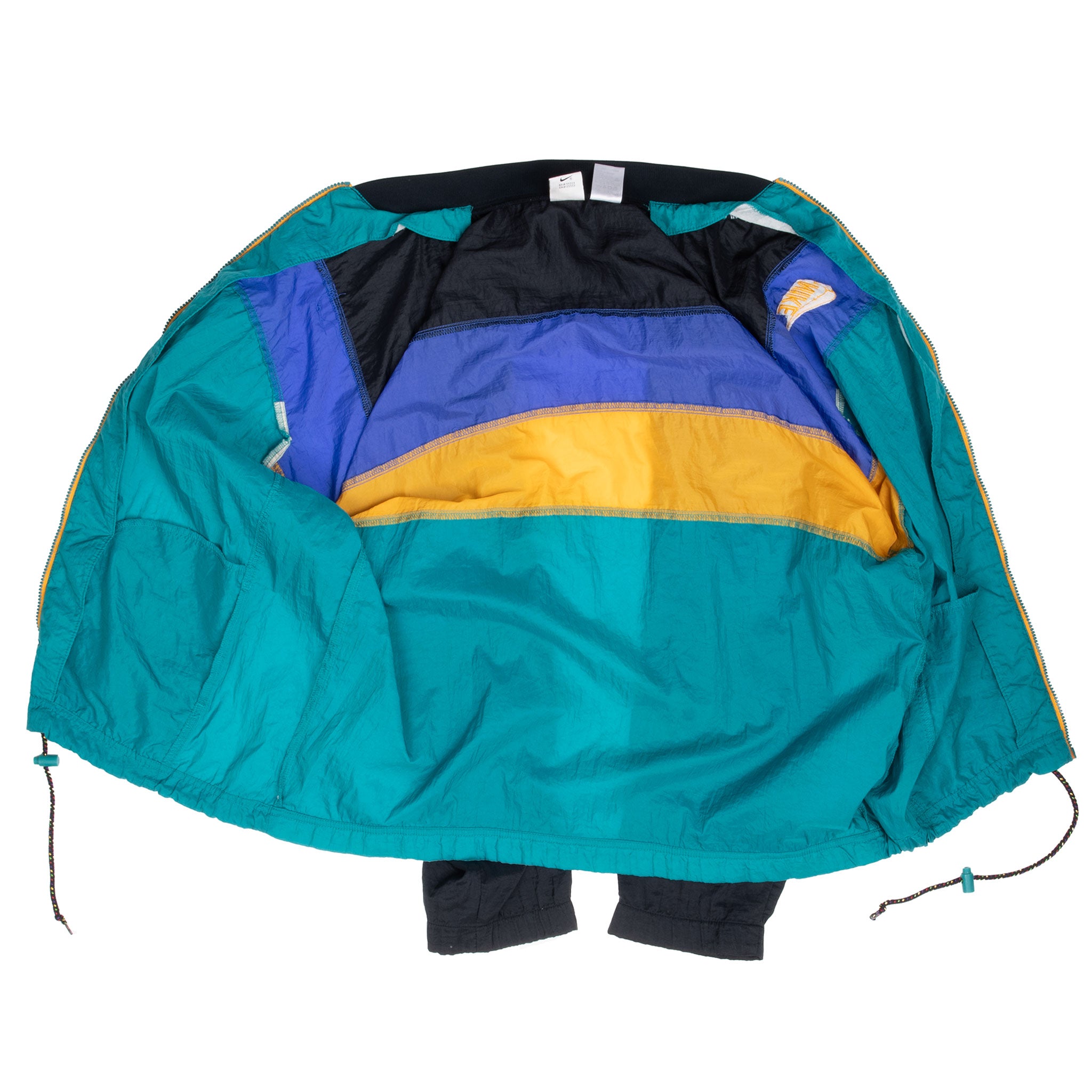 Vintage Nike Teal Black Yellow Bomber Windbreaker Jacket 1990S Size Xlb