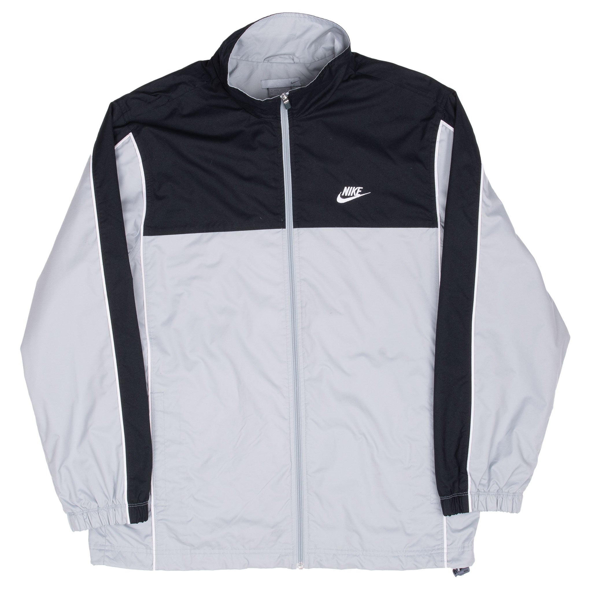 Vintage Nike Classic Swoosh Grey And Black Windbreaker Jacket 2000S Size Medium