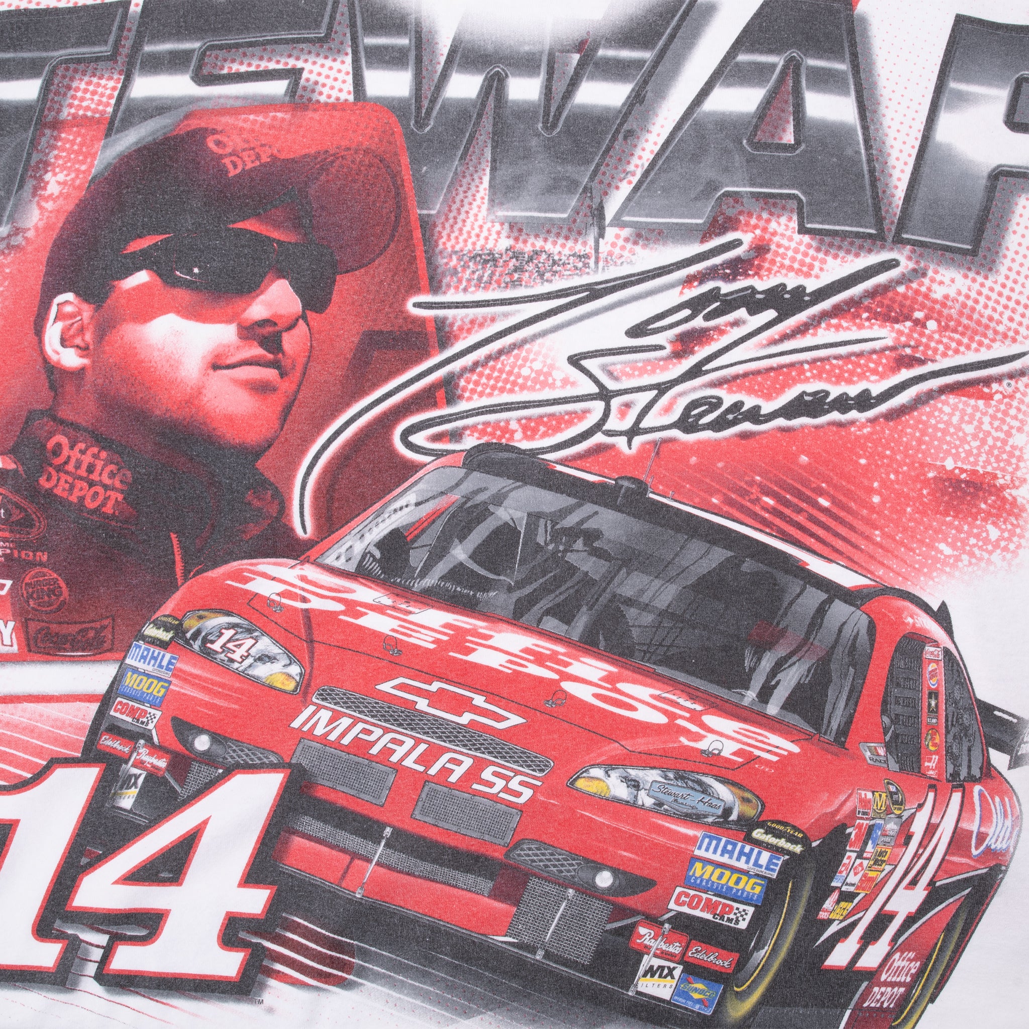 Vintage All Over Print Nascar Tony Stewart Office Depot 2009 Tee Shirt Size 2XL