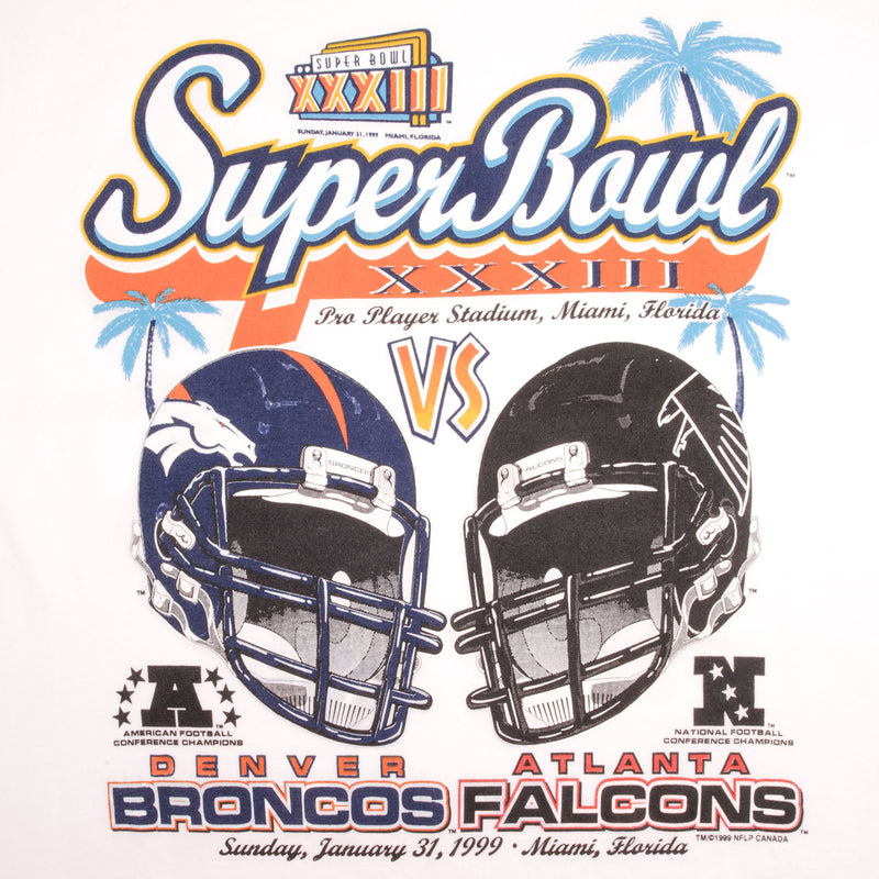 Vintage NFL Atlanta Falcons VS Denver Broncos Super Bowl XXXIII 1999 Tee Shirt Size Large