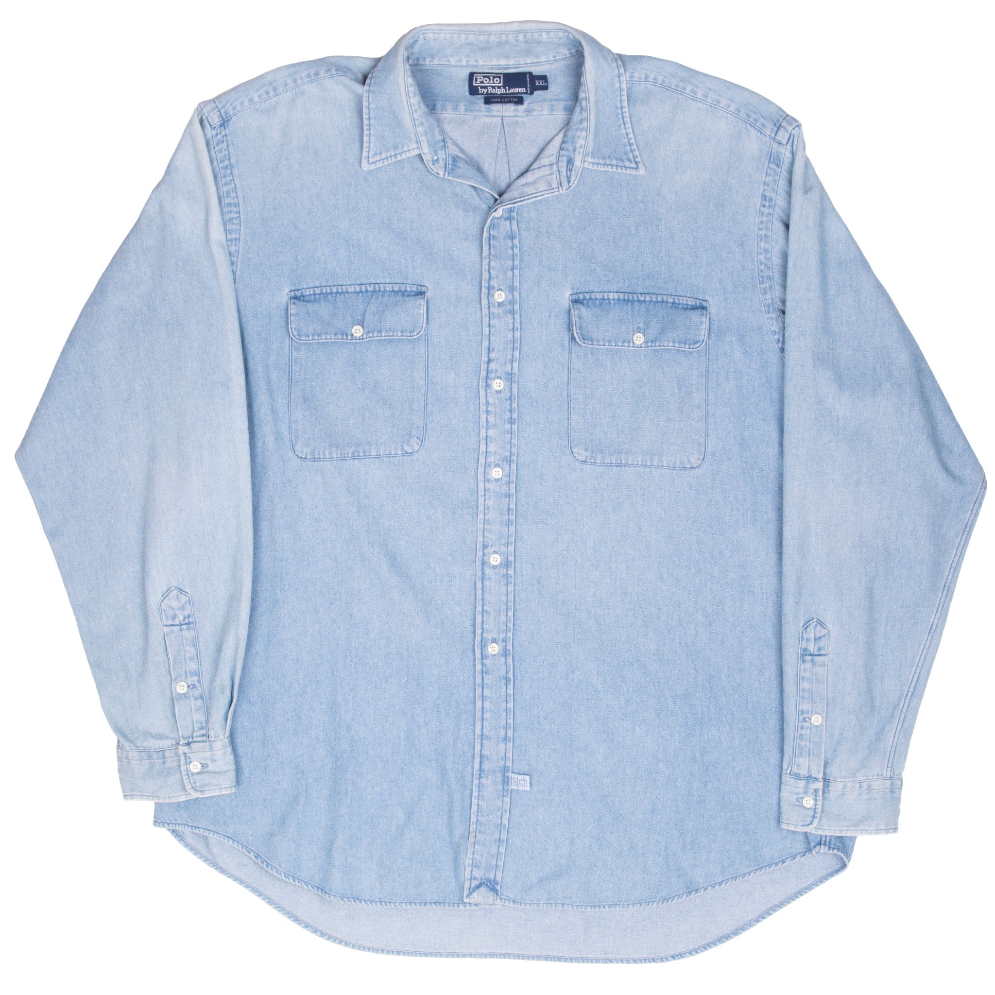 Vintage Polo Ralph Lauren Blue Denim Shirt 1990S Size 2XL