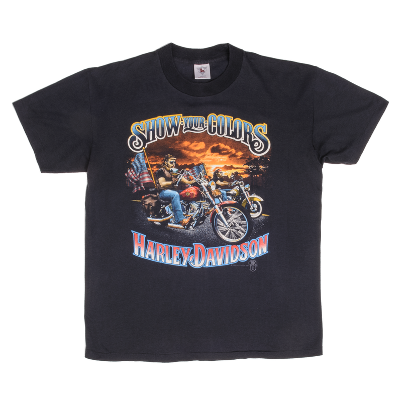 Vintage Harley Davidson Moto Vecchia Surrey UK Tee Shirt By Holoubek 1987 Size Medium Made In USA With Single Stitch Sleeves