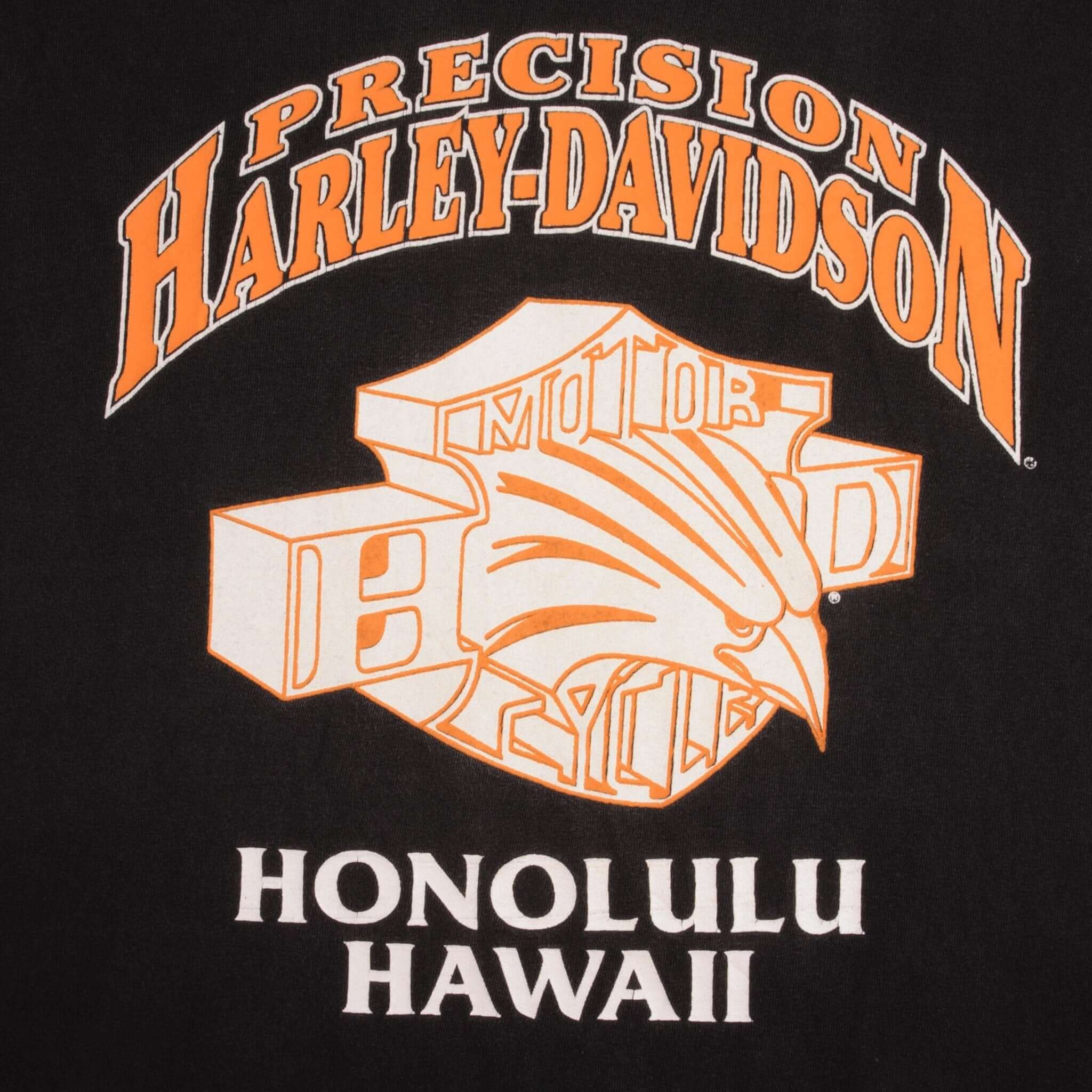 Vintage Precision Harley Davidson Honolulu, Hawaii 1991 Tee Shirt Size XL Made In USA With Single Stitch Sleeves