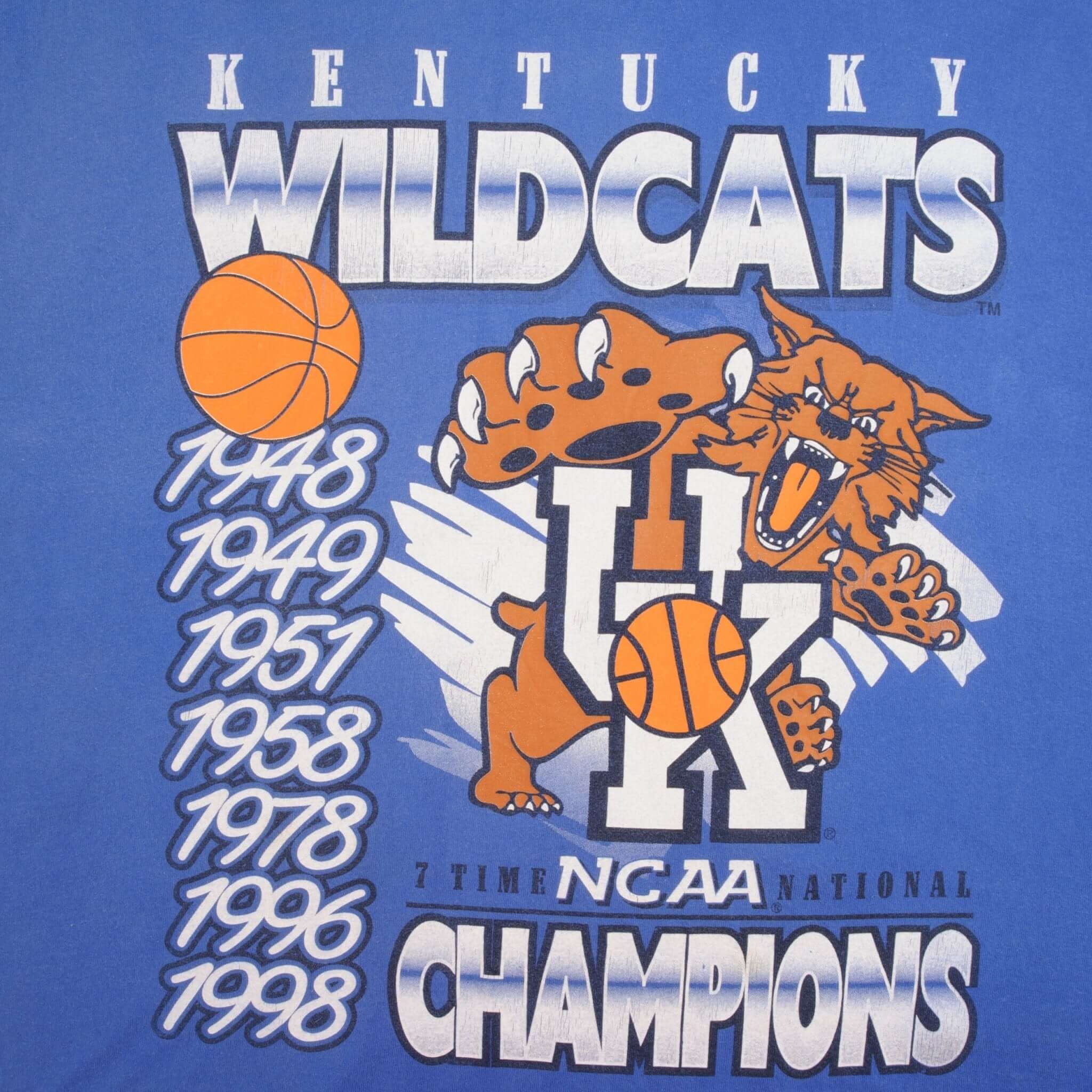 Vintage Ncaa University Of Kentucky Wildcats Basketball Champions 1998 Tee Shirt Size XL
