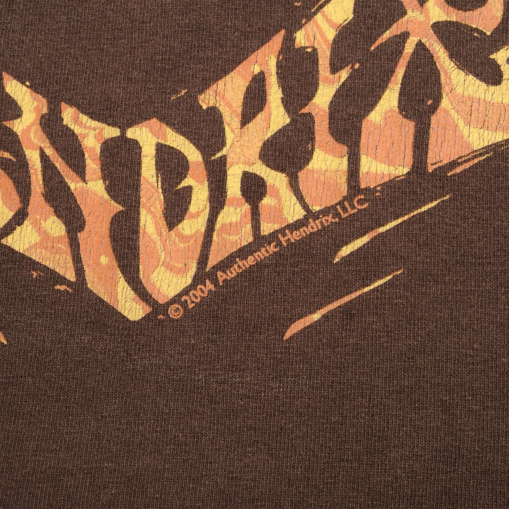 Vintage Jimi Hendrix 2004 Brown Tee Shirt Size Large