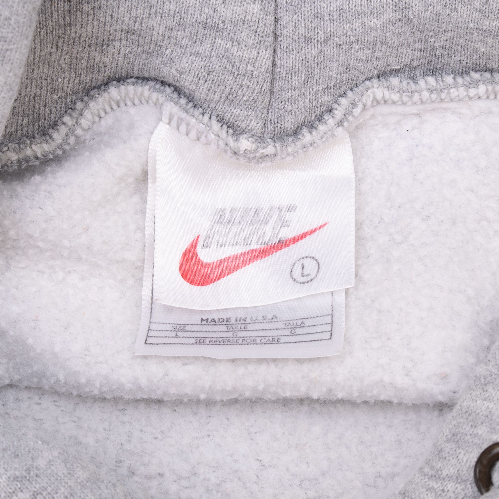 VINTAGE NIKE CENTER SWOOSH GREY TRAVIS SCOTT HOODIE SWEATSHIRT 1990S LARGE