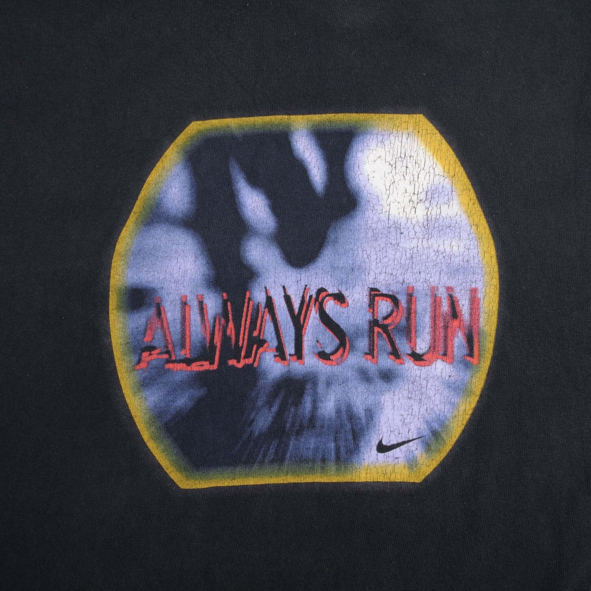 Vintage Nike Always Run Black Tee Shirt 1990S Size XL
