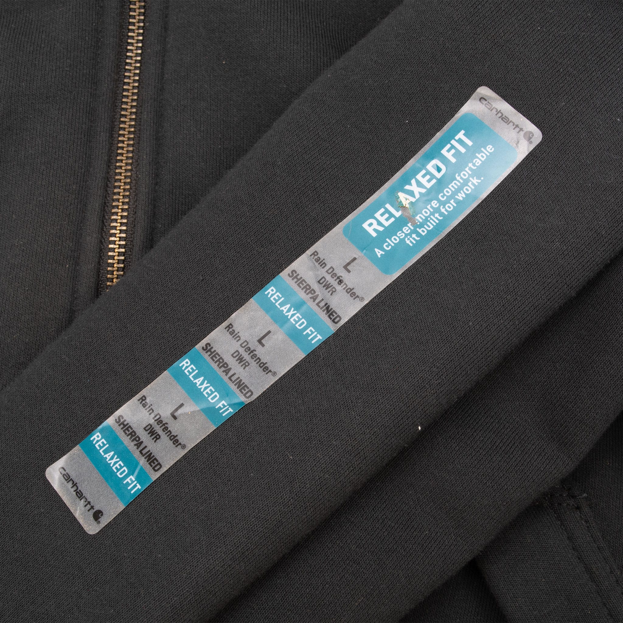 VINTAGE CARHARTT HEAVYWEIGHT SHERPA LINED FULL ZIP BLACK HOODIE LARGE DEADSTOCK