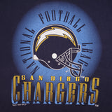 Vintage NFL San Diego Chargers Tee Shirt 1990s Size Large Made In USA With Single Stitch Sleeves