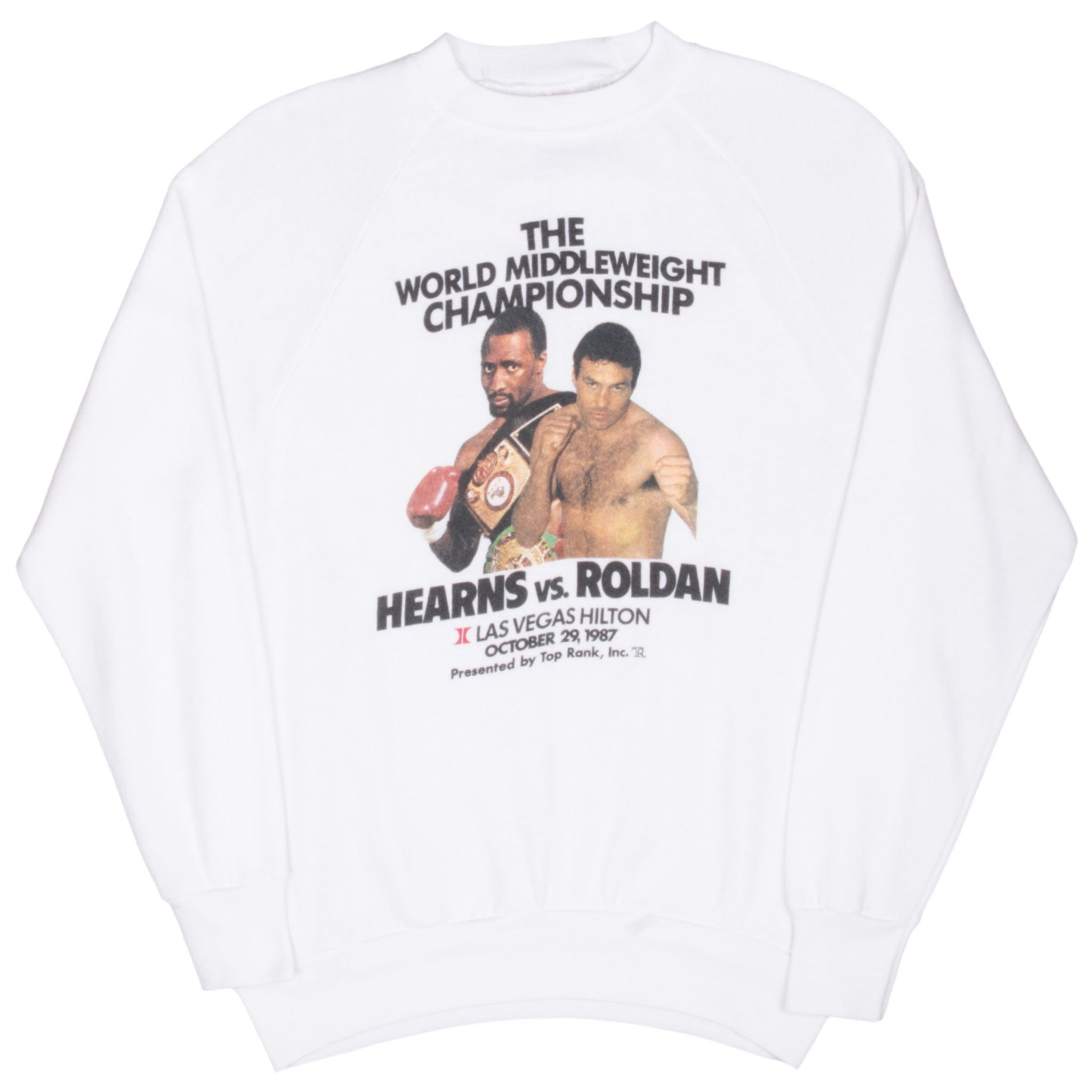 Vintage Hearns Vs Roldan Boxing World Middleweight Championship Las Vegas 1987 Sweatshirt Size Large Made In Usa