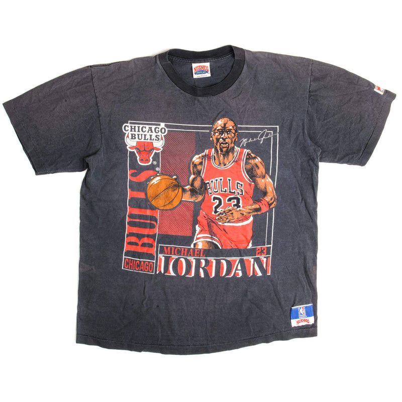 Vintage NBA Chicago Bulls Michael Jordan #23 Tee Shirt Size Large Made In USA with single stitch sleeves.