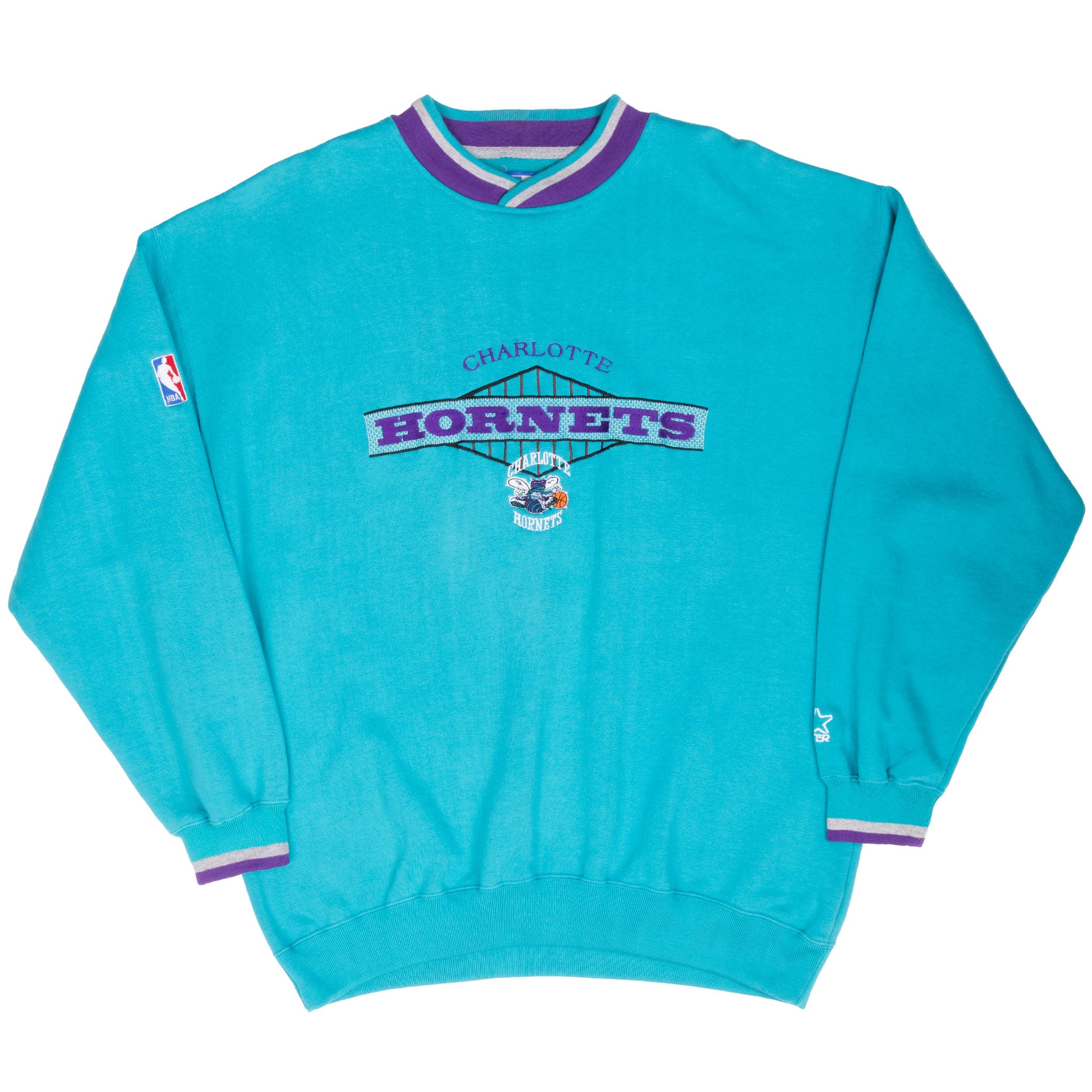 Vintage Nba Charlotte Hornets Embroidered Starter Sweatshirt 1990S Size XL