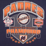 Vintage MLB San Diego Padres National League Western Division Champions 1996 Tee Shirt Size XL