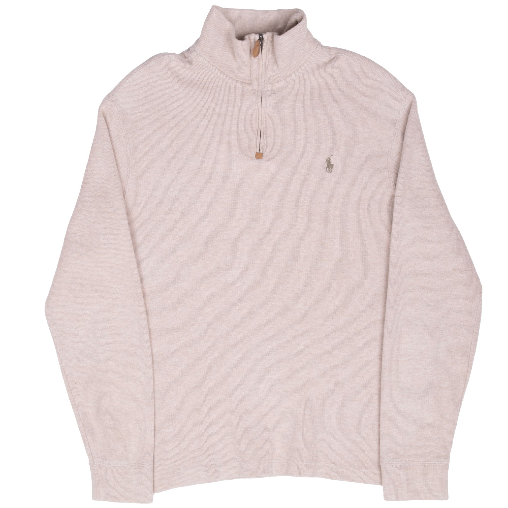 Vintage Polo Ralph Lauren Beige Quarter Zip Sweater Size Medium 1990S