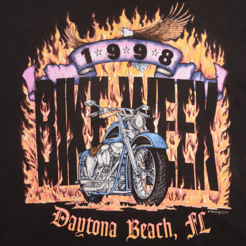 Vintage Daytona Beach Florida Bike Week 1998 Tee Shirt Size XL Made In Usa With Single Stitch Sleeves