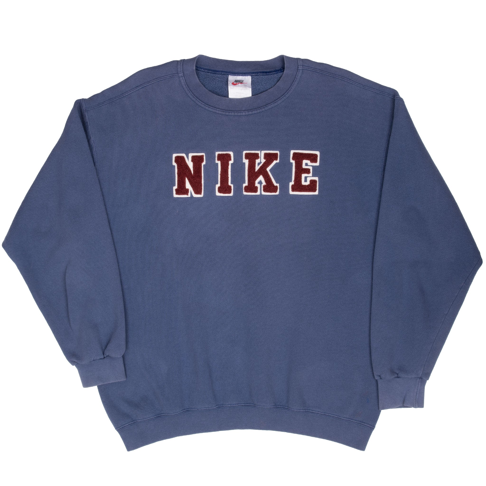 Vintage Nike Spellout Blue Sweatshirt 1990S Size Large Made In Usa