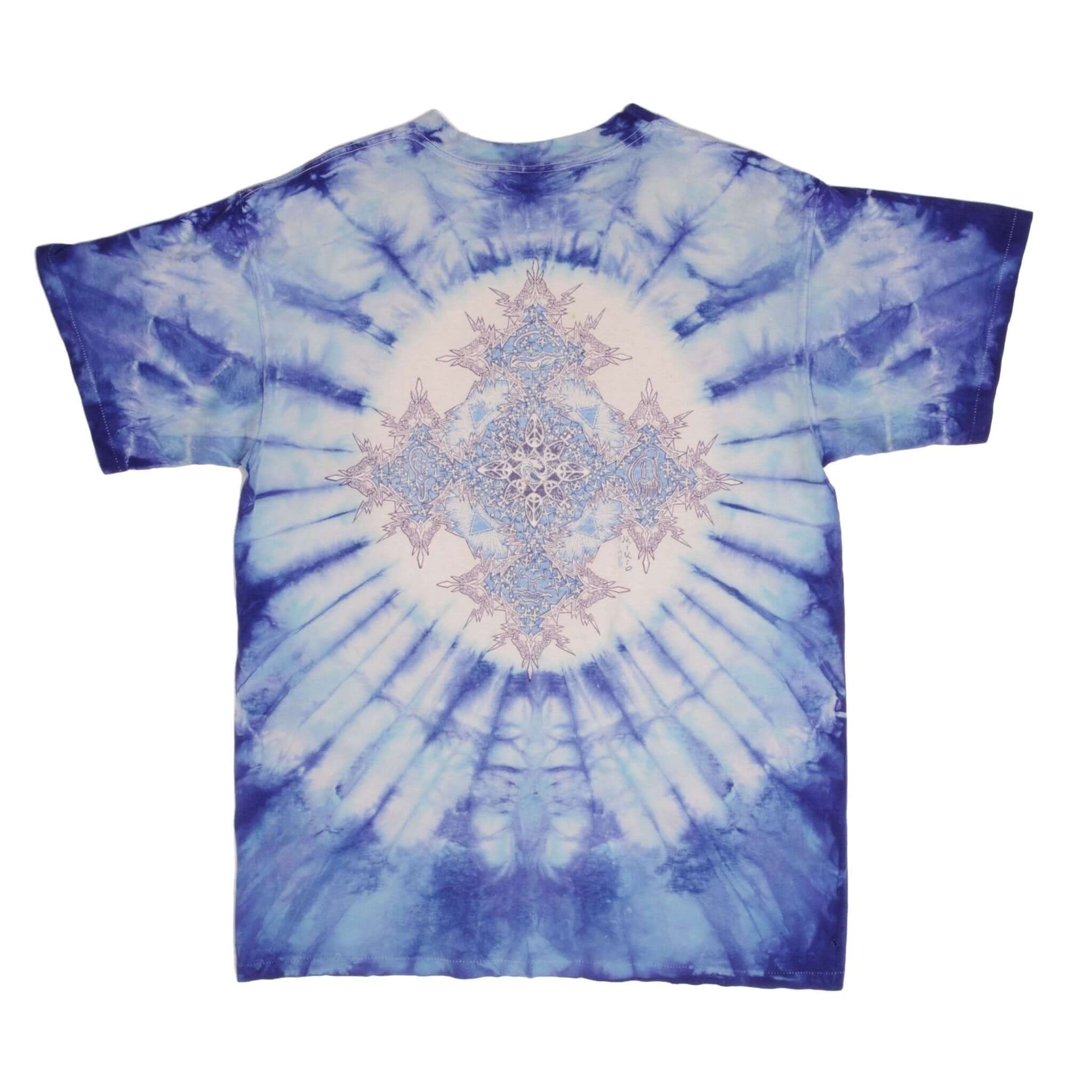 Vintage Tie Dye American Indian Javier Agredo Tee Shirt 1992 Size XL Made In USA With Single Stitch Sleeves