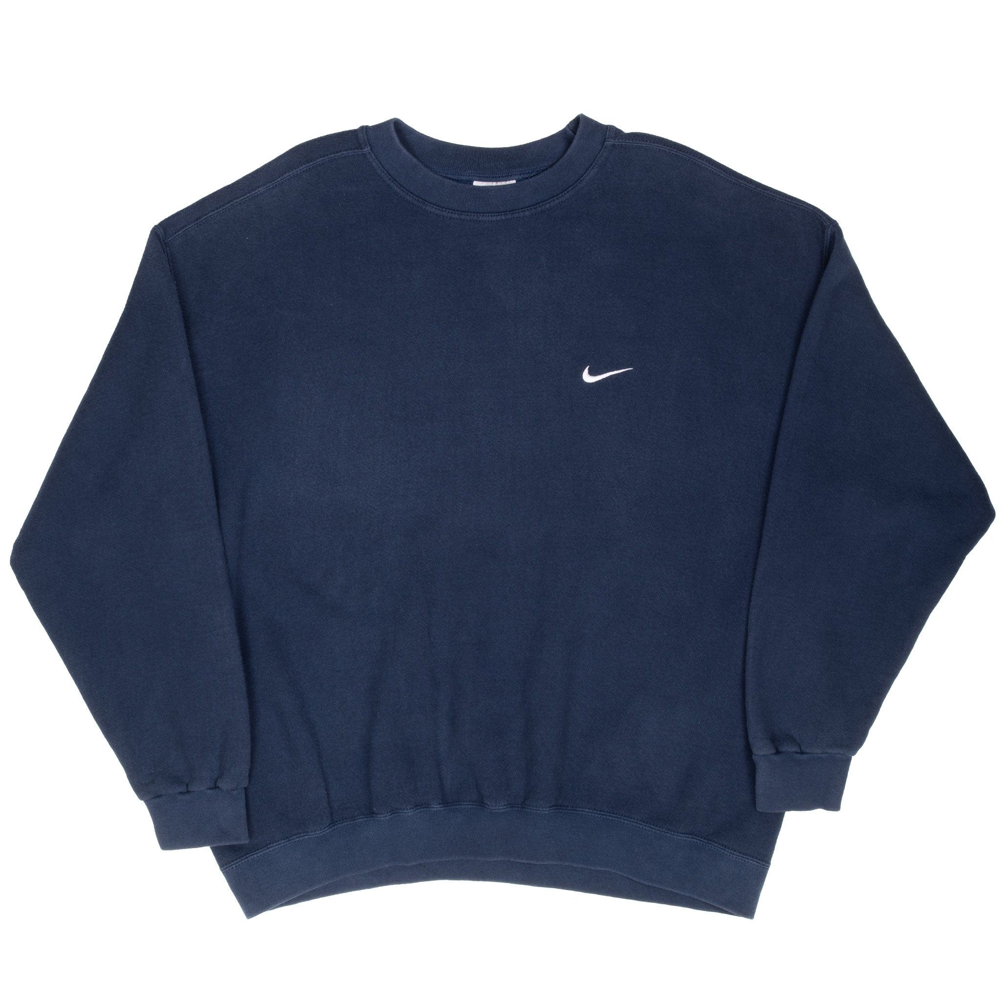 Vintage Nike Classic Swoosh Navy Blue Sweatshirt 1990S Size XL Made In USA