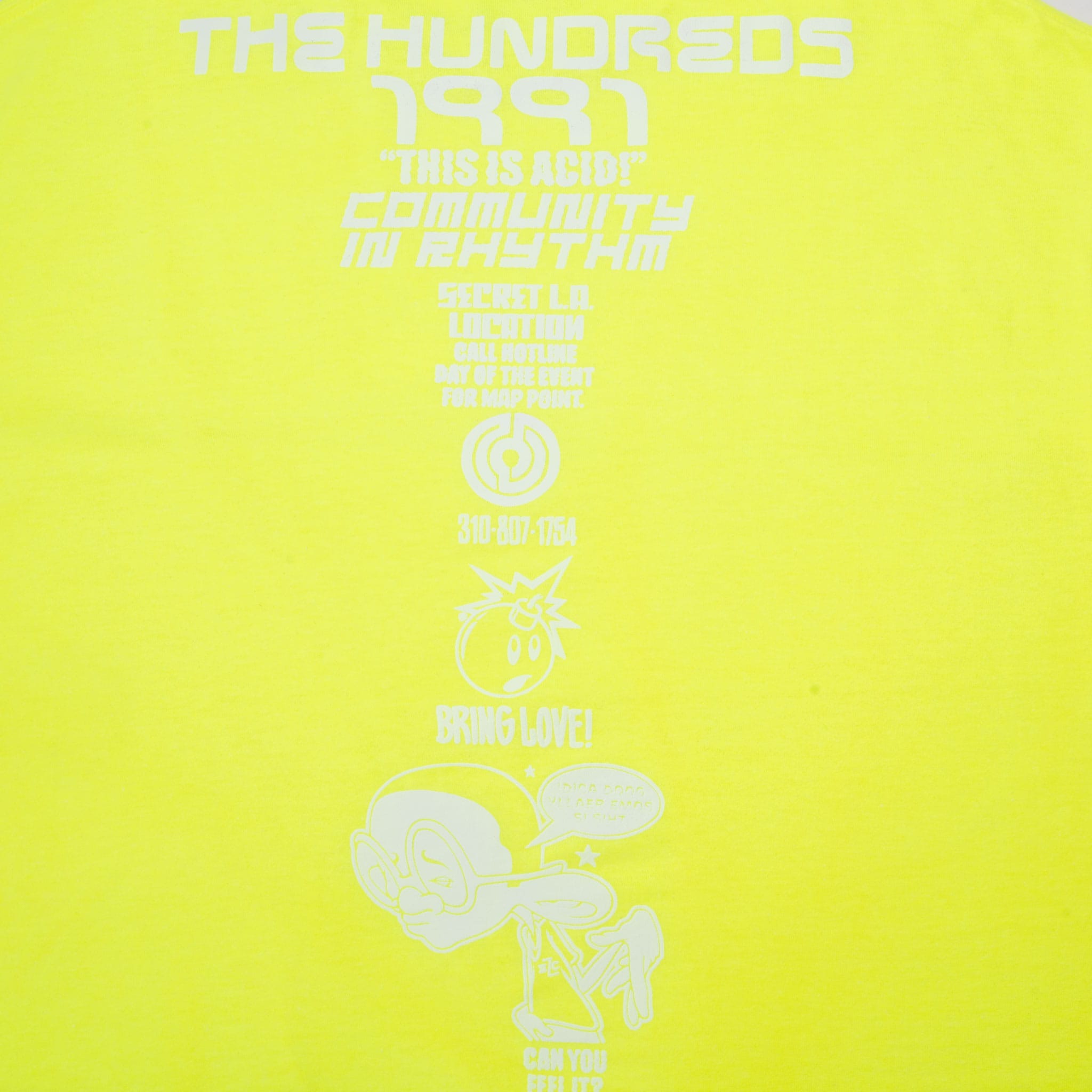THE HUNDREDS MIX MIXTAPE 2022 NEON YELLOW TEE SHIRT SIZE XL DEADSTOCK