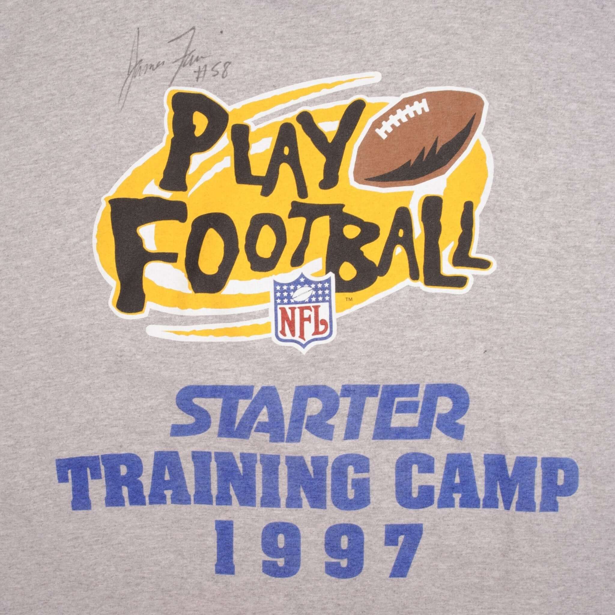Vintage Nfl New York Jets Starter Training Camp 1997 Signed By James Farrior Tee Shirt Size Medium Made Usa