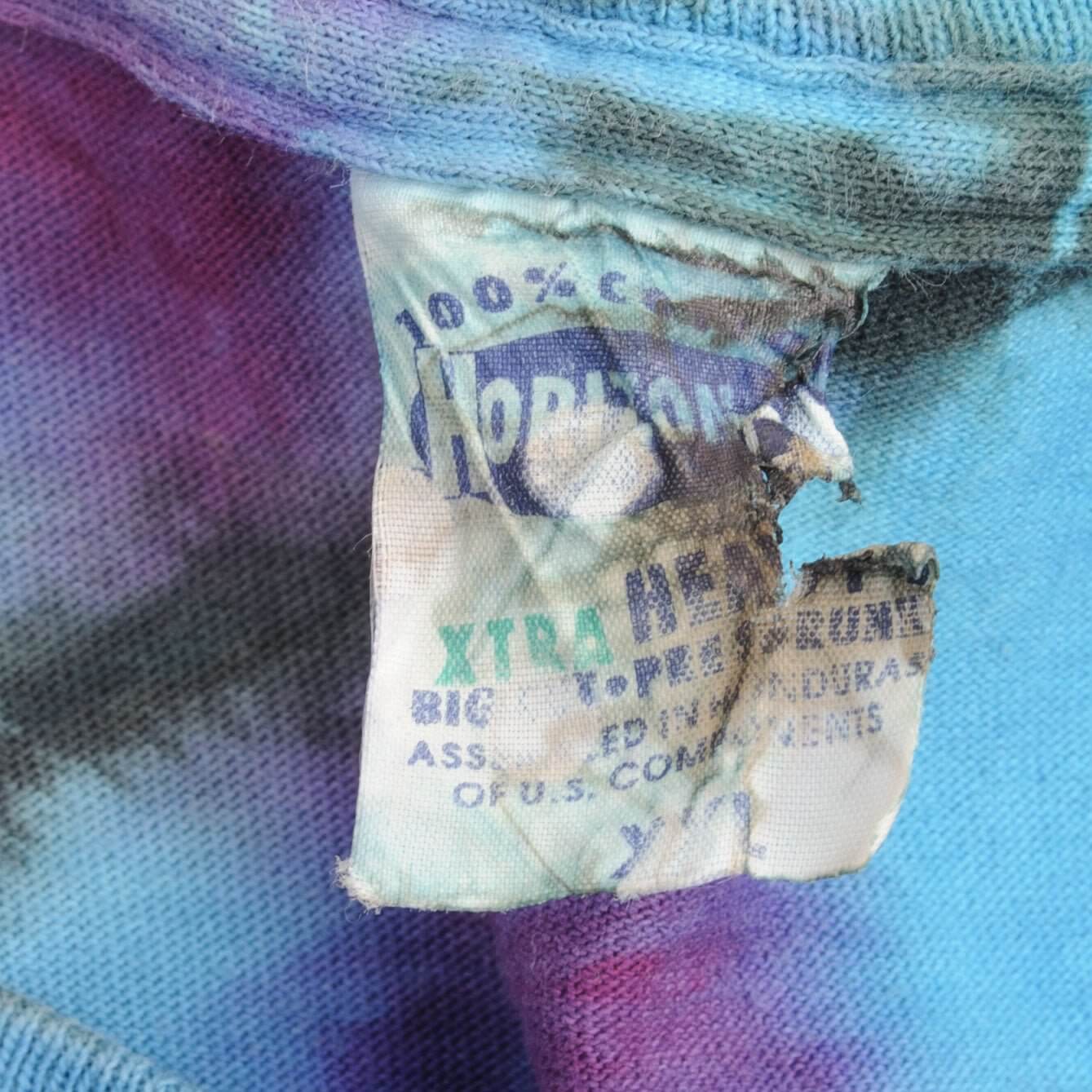 Vintage Tie Dye Blue Purple Tee Shirt Size 2XL 1990S Single Stitch