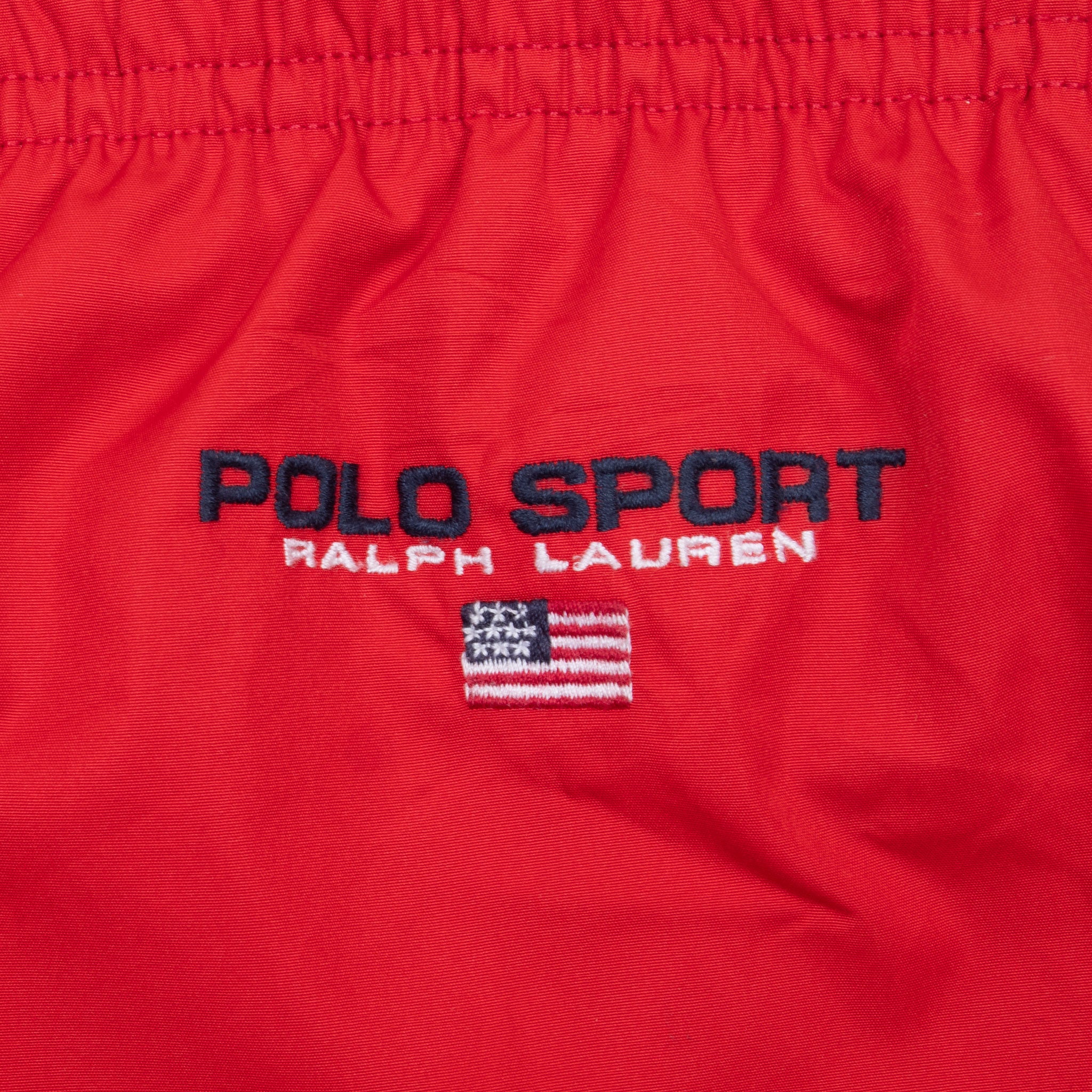 VINTAGE POLO RALPH LAUREN SPORT RED TRACKPANTS 1990S XL