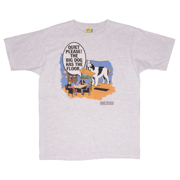 Vintage Quiet Please! The Big Dog Has The Floor Tee Shirt 1992 Size XL  With Single Stitch Sleeves