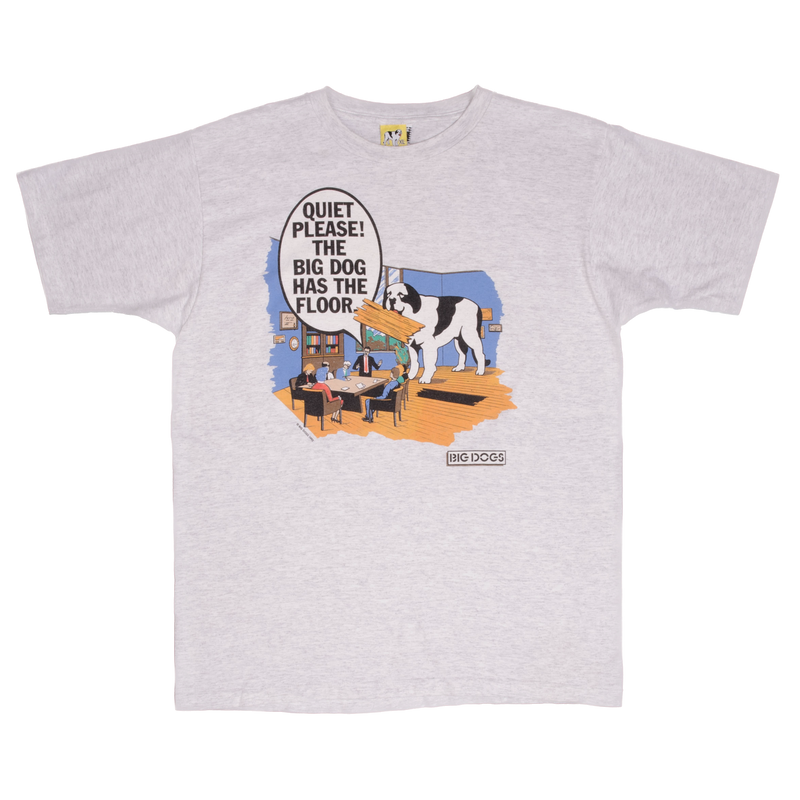 Vintage Quiet Please! The Big Dog Has The Floor Tee Shirt 1992 Size XL  With Single Stitch Sleeves