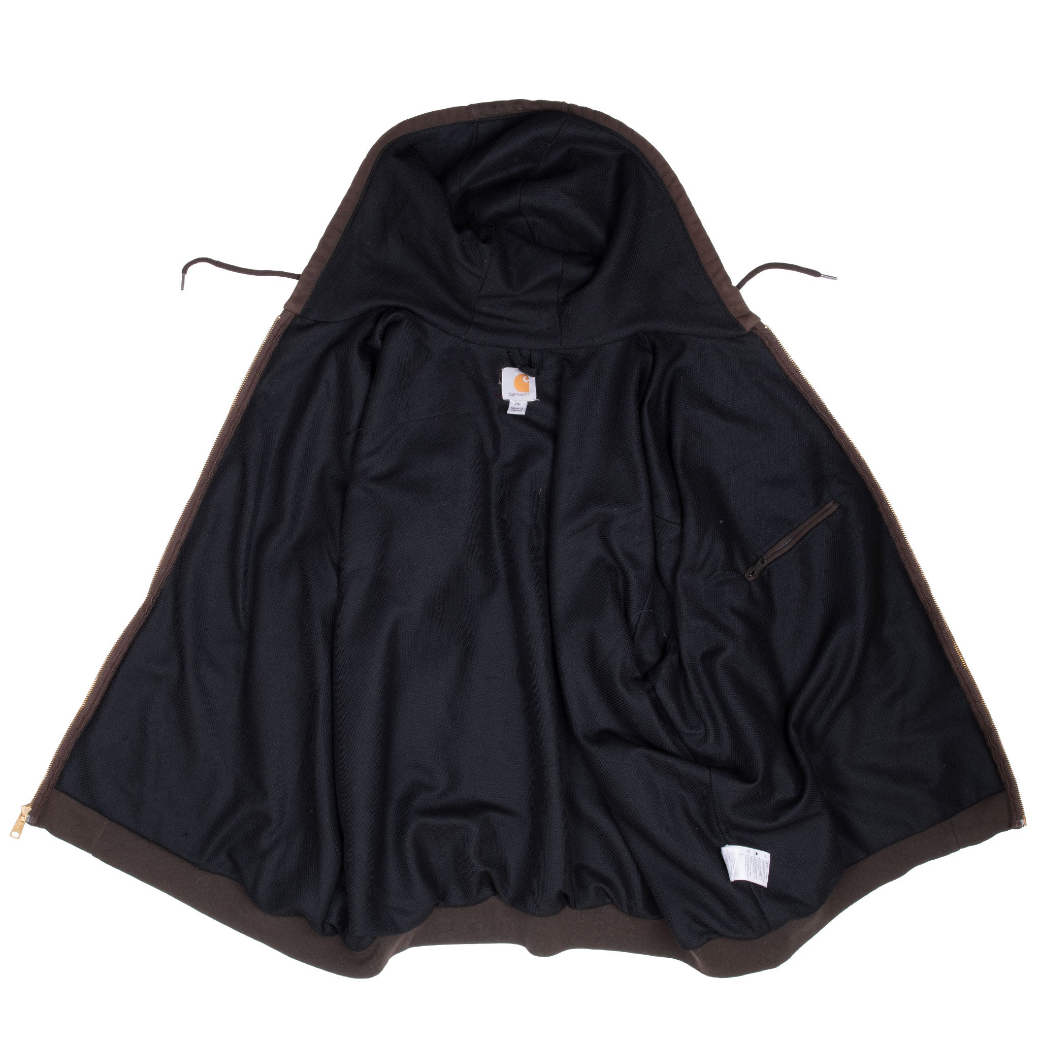 Vintage Carhartt Heavyweight Full Zip Brown Hoodie Sweatshirt Size 2XL