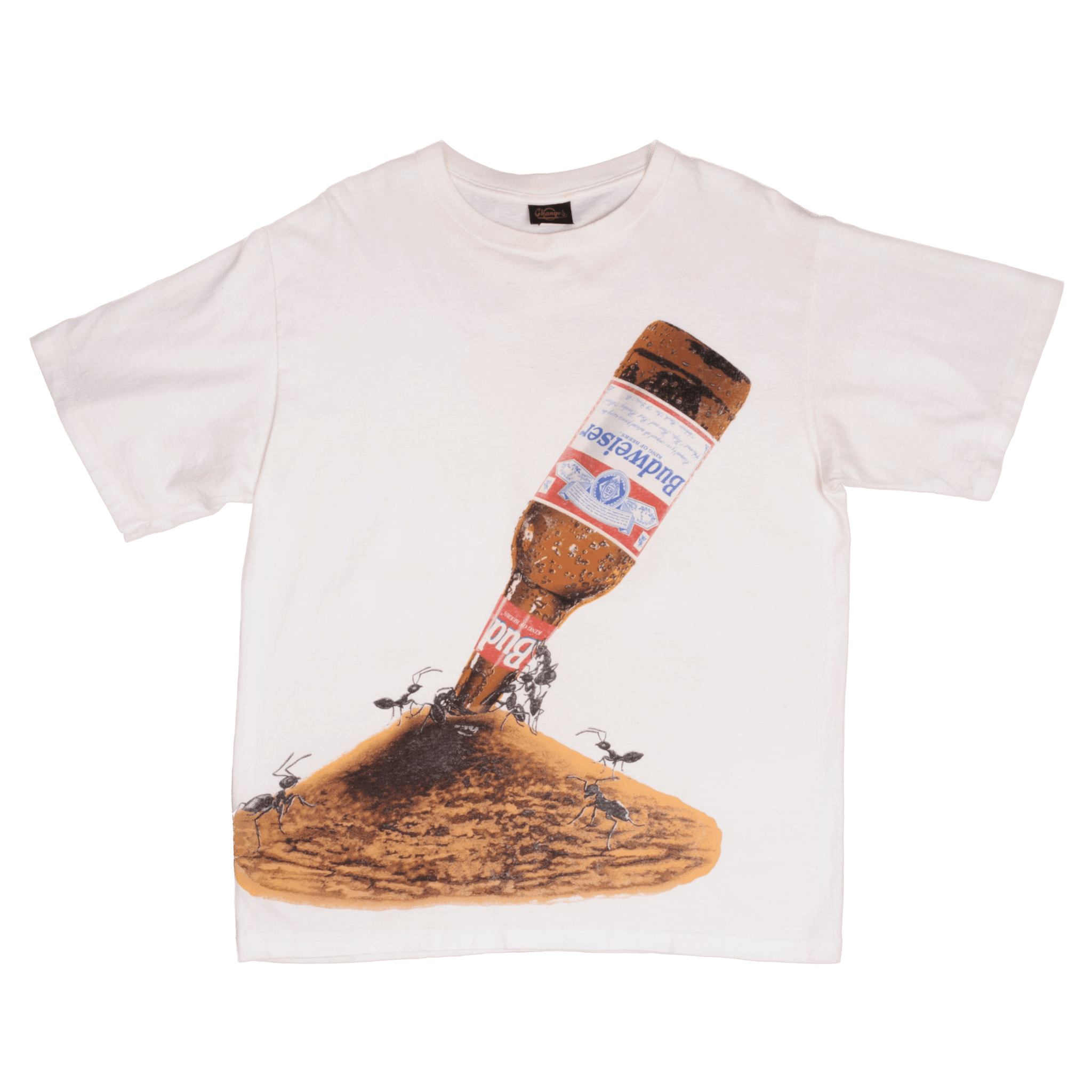 Vintage All Over Print Budweiser Ants This Bud Is For You Tee Shirt 1995 Size XL Made In USA With Single Stitch Sleeves