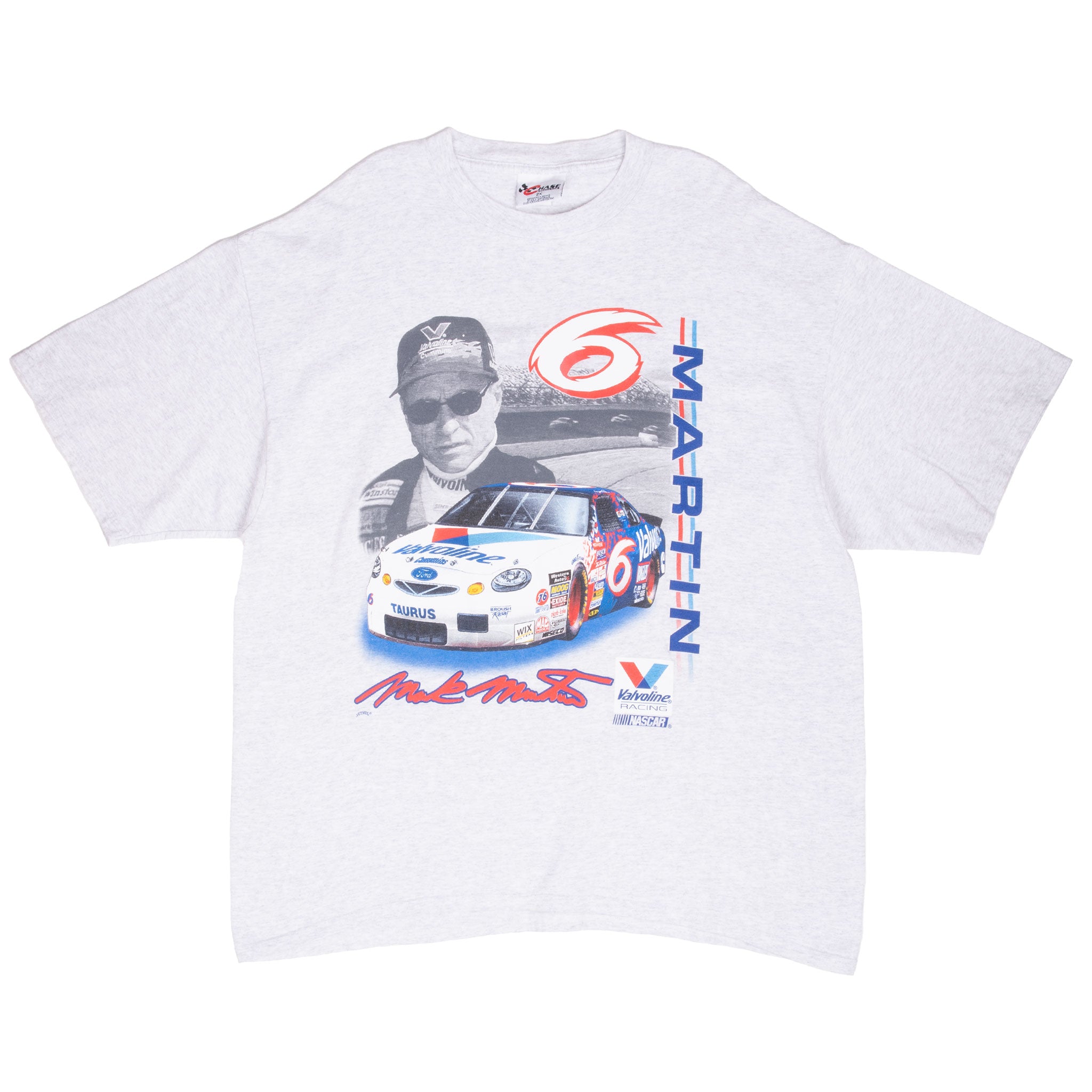 Vintage Nascar Mark Martin 1990S Grey Tee Shirt Size 2XL