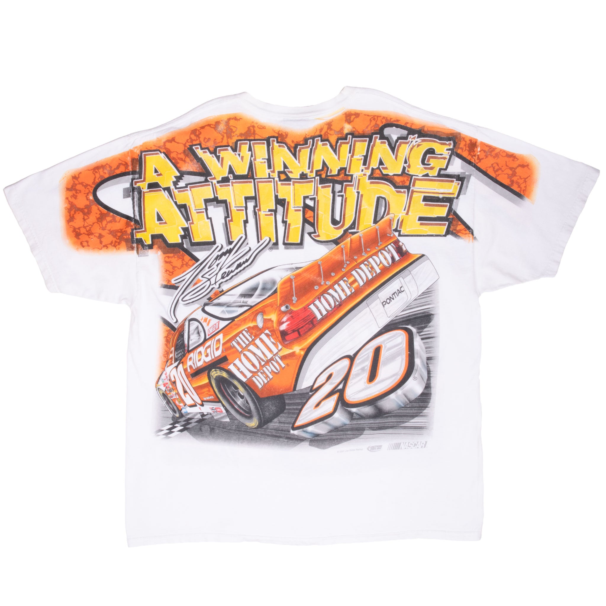 Vintage Nascar All Over Print Tony Stewart Home Depot 2001 Tee Shirt Size XL