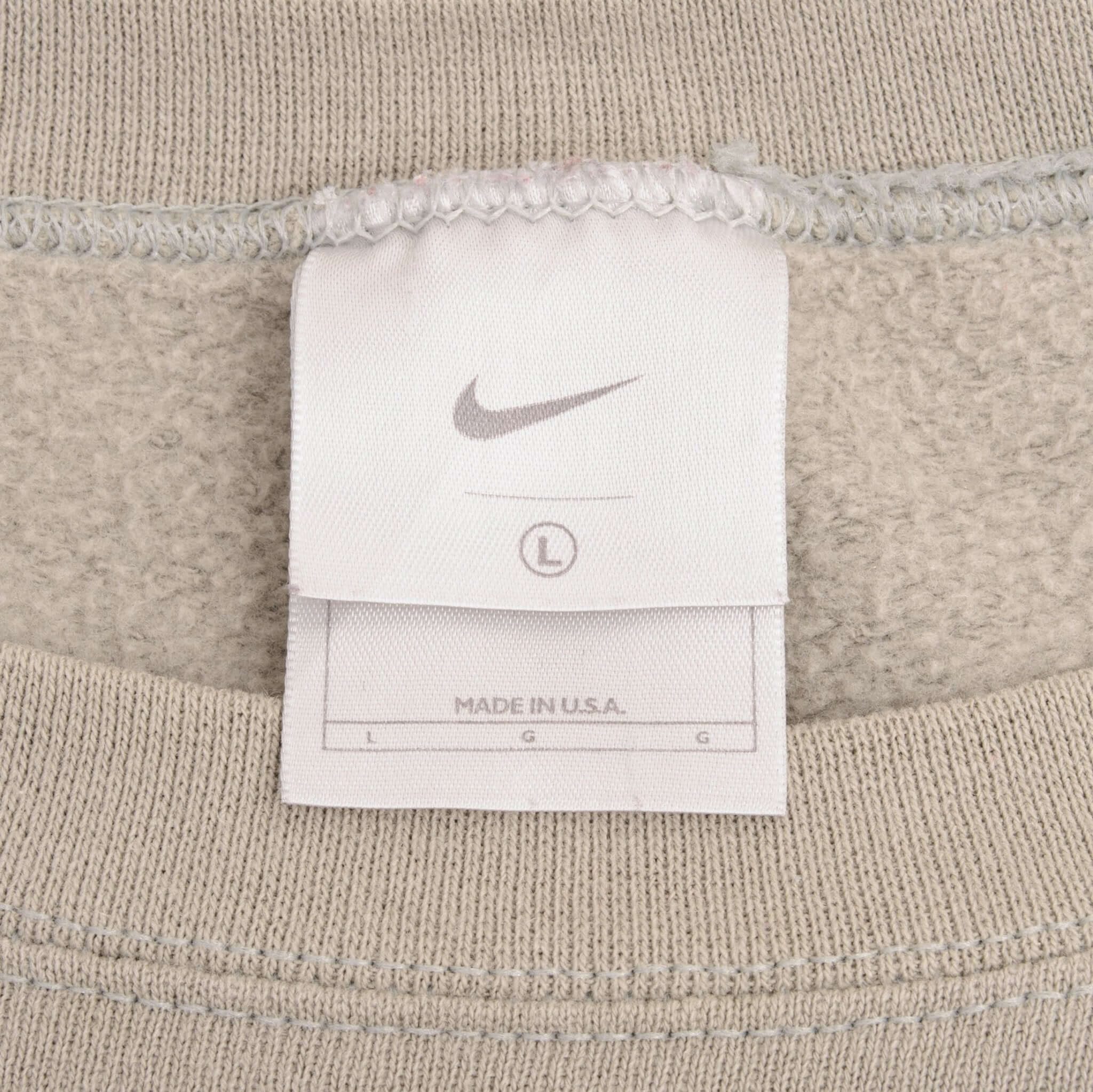 Vintage Nike Classic Swoosh Beige Sweatshirt 2000S Size Large Made In USA