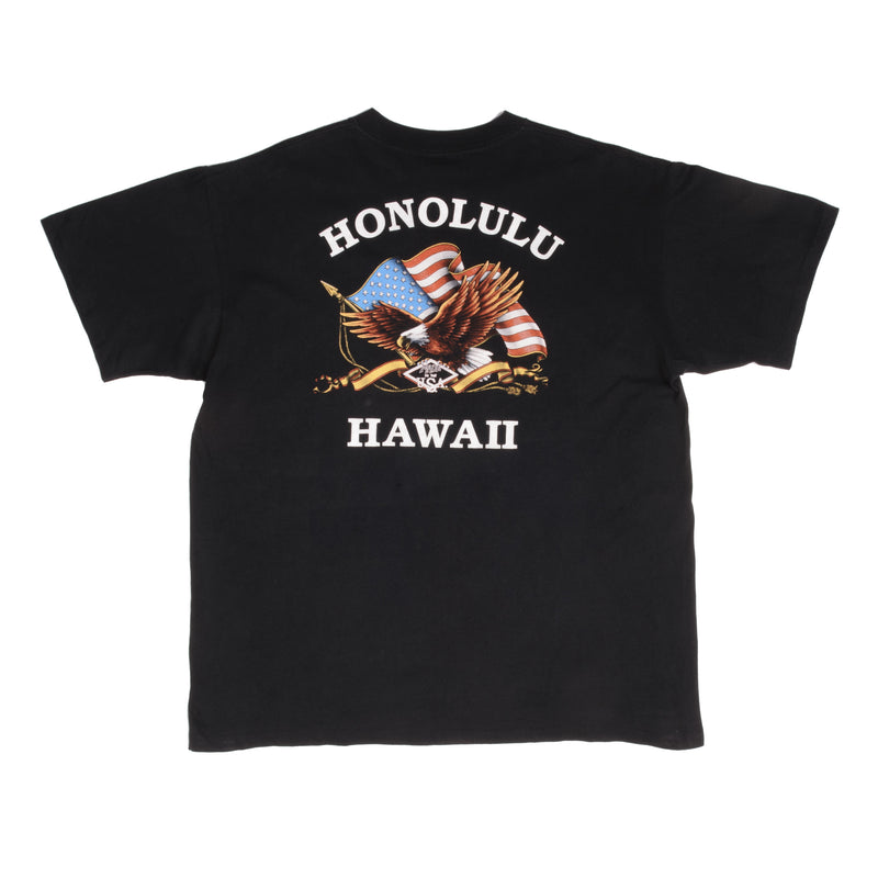 Vintage Indian Motocycle Honolulu Hawaii Tee Shirt 1992 Size XL Made In California USA With Single Stitch Sleeves