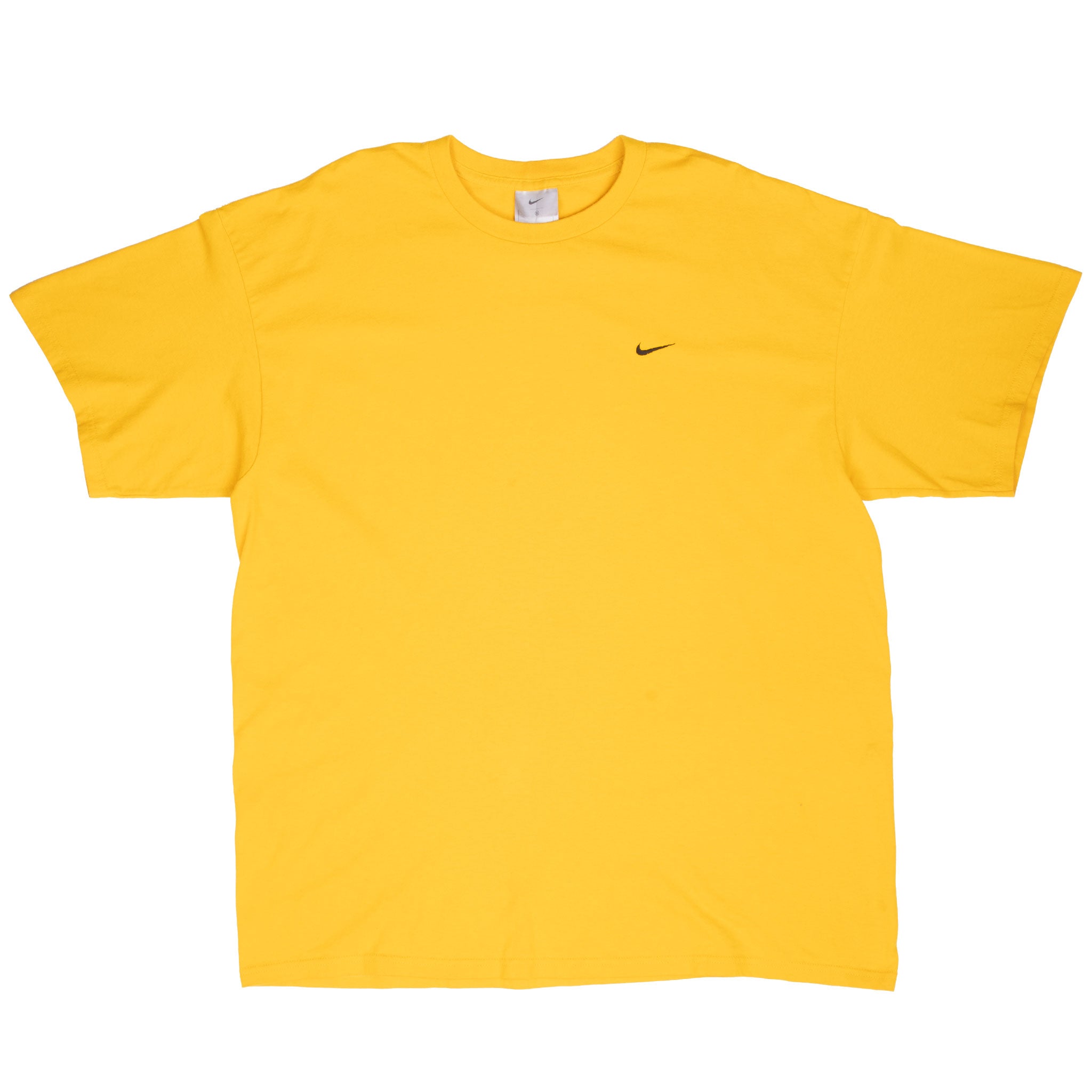 Vintage Nike Classic Swoosh Yellow Tee Shirt 2000S Size XL Made In Usa