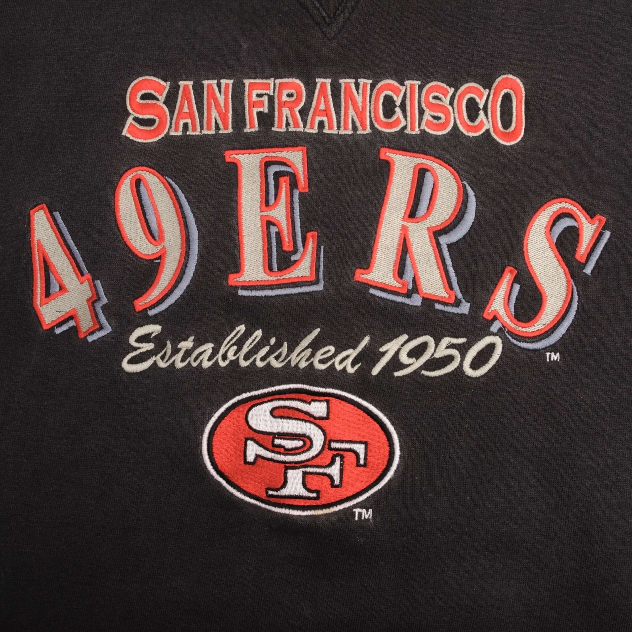Vintage Nfl San Francisco 49Ers 1990S Embroidered Black Sweatshirt Size XL