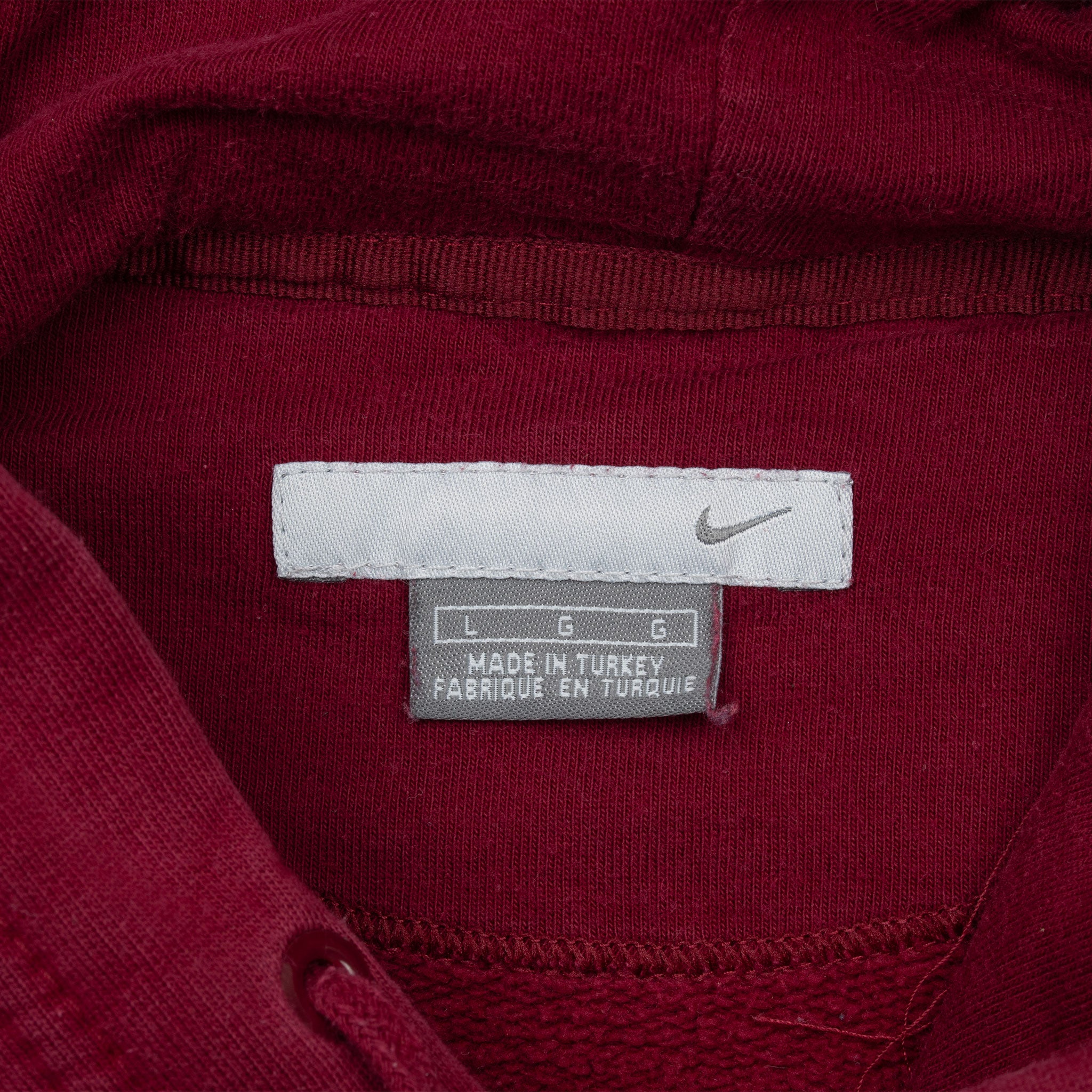 Vintage Nike Classic Swoosh Red Burgundy Hoodie Sweatshirt 2000S Size Large