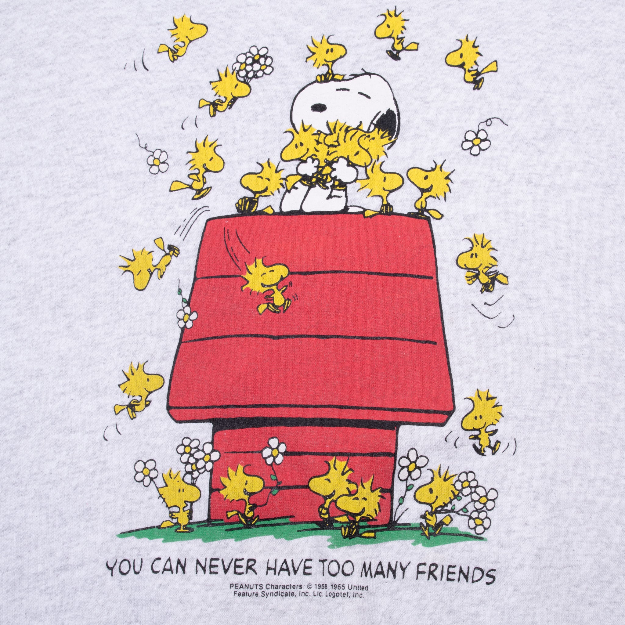 Vintage Snoopy Woodstock You Can Never Have Too Many Friends Sweatshirt 1990S Size XL Made In Usa