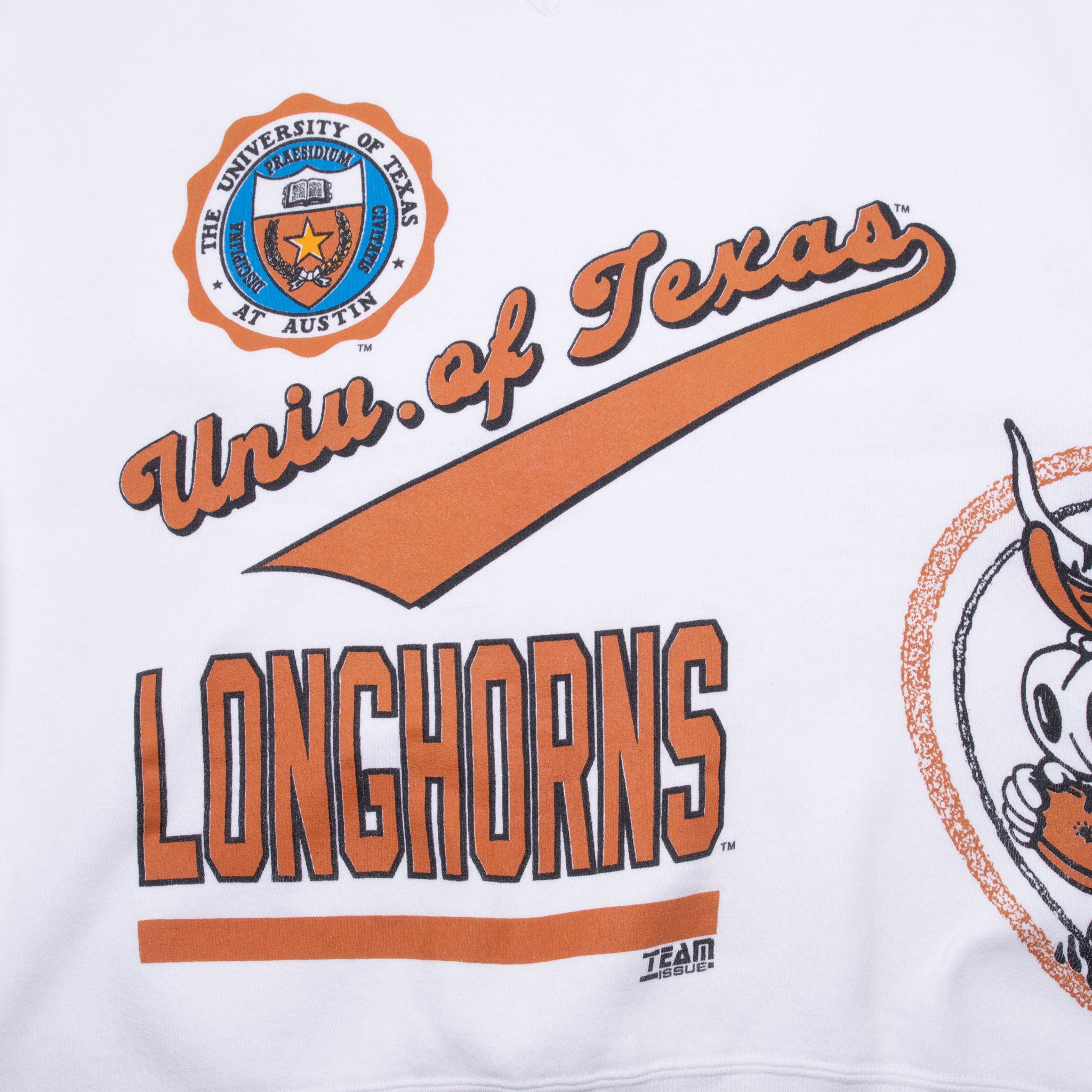 Vintage Ncaa Texas Longhorns White Russell Sweatshirt 1990S Size Large Made In Usa