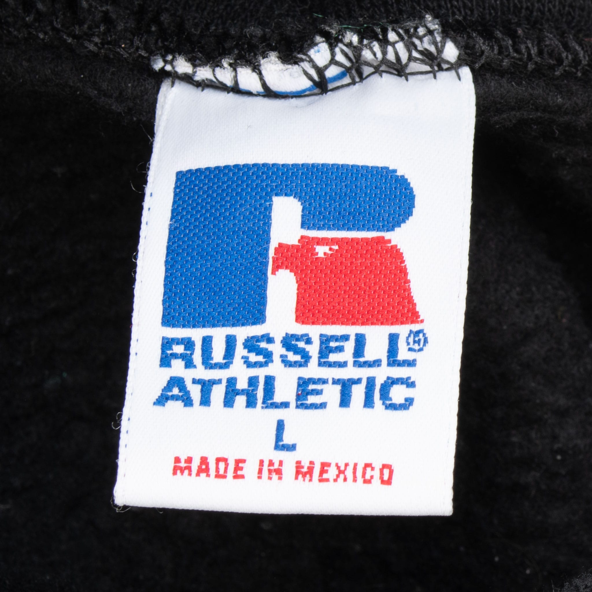 VINTAGE RUSSELL ATHLETIC BLACK BLANK HOODIE SWEATSHIRT 1990S LARGE