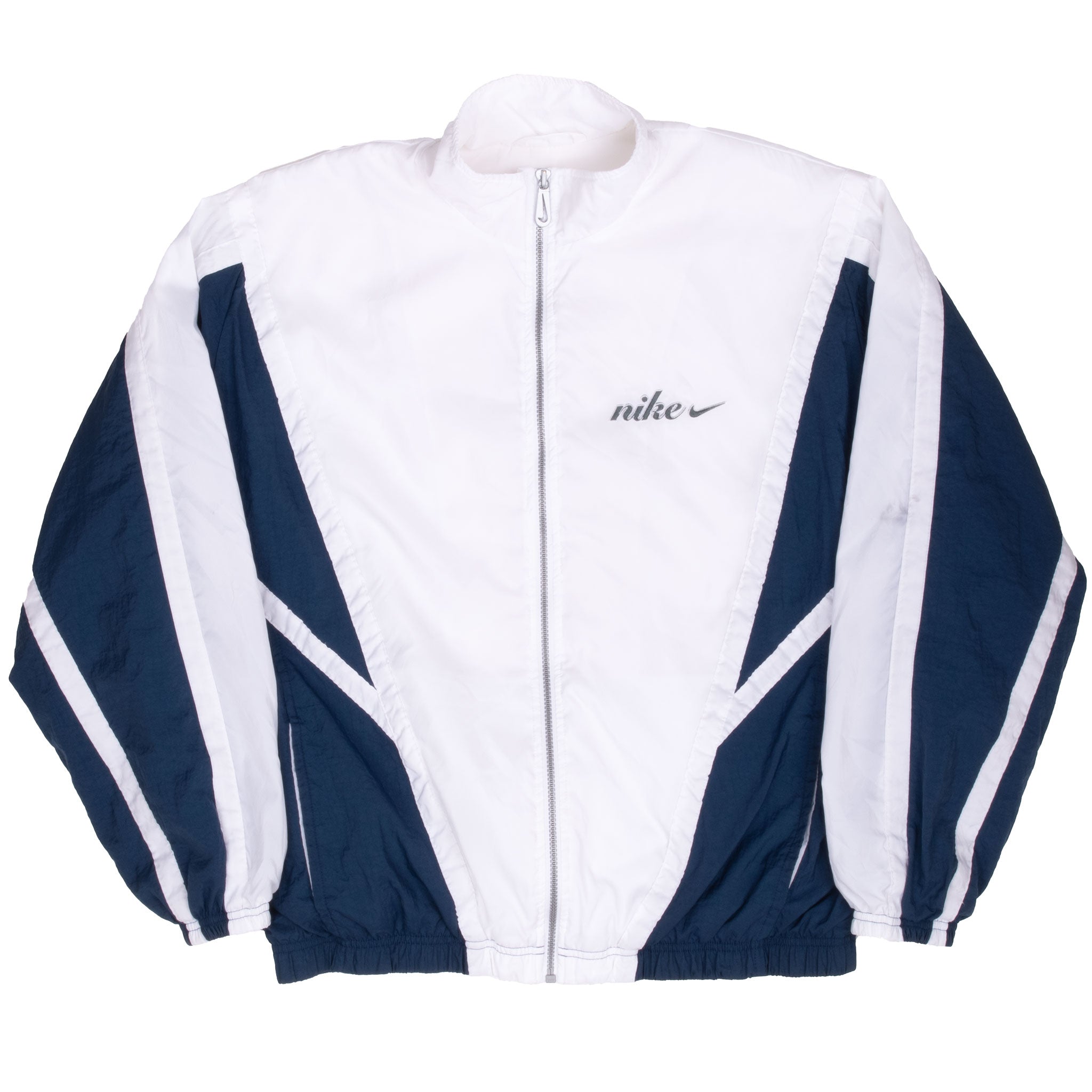 Vintage Nike Big Swoosh Blue White Windbreaker Jacket 1990S Size XL Womens