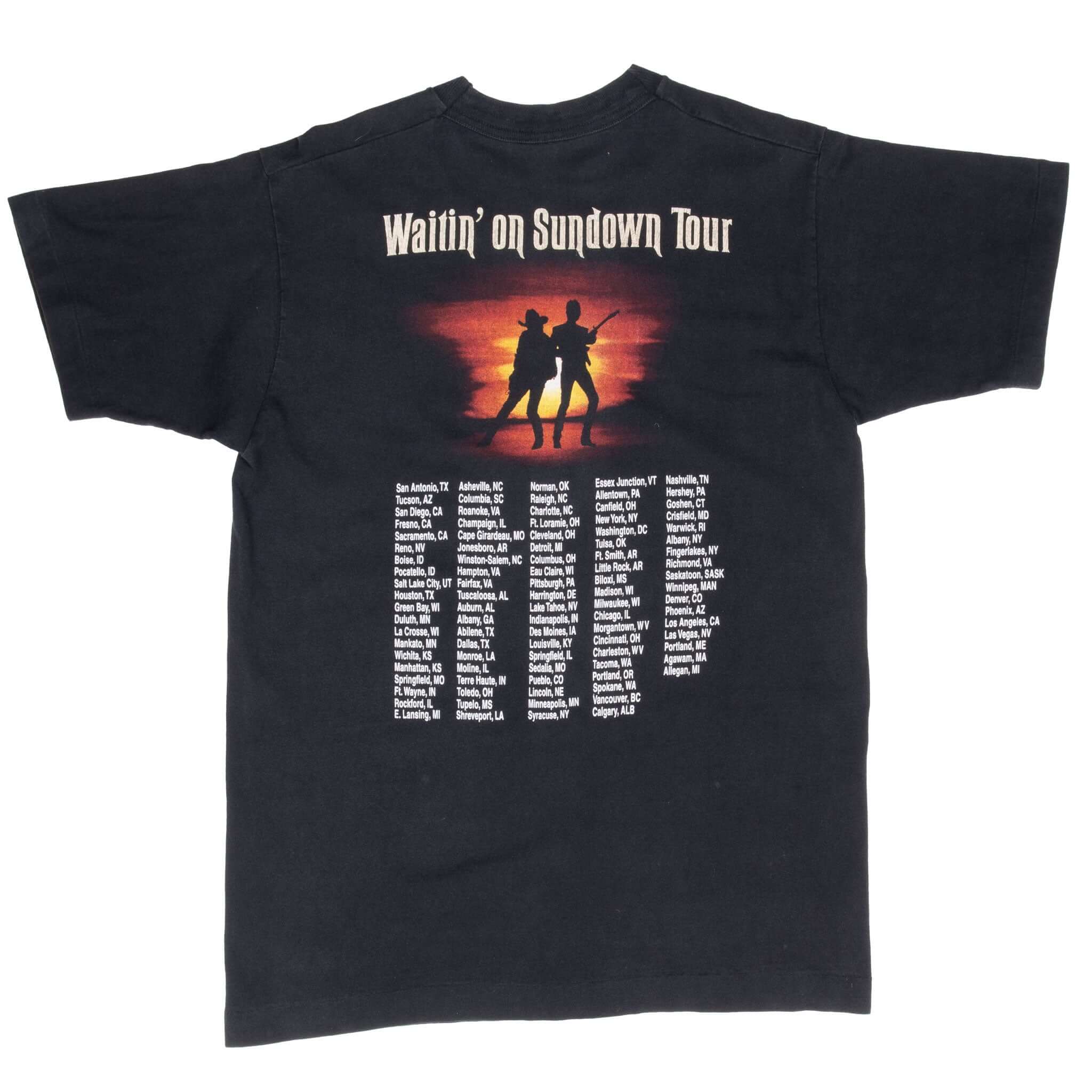 Vintage Brooks And Dunn Waiting On Sundown Tour 1990S Tee Shirt Size Medium Made In Usa With Single Stitch Sleeves