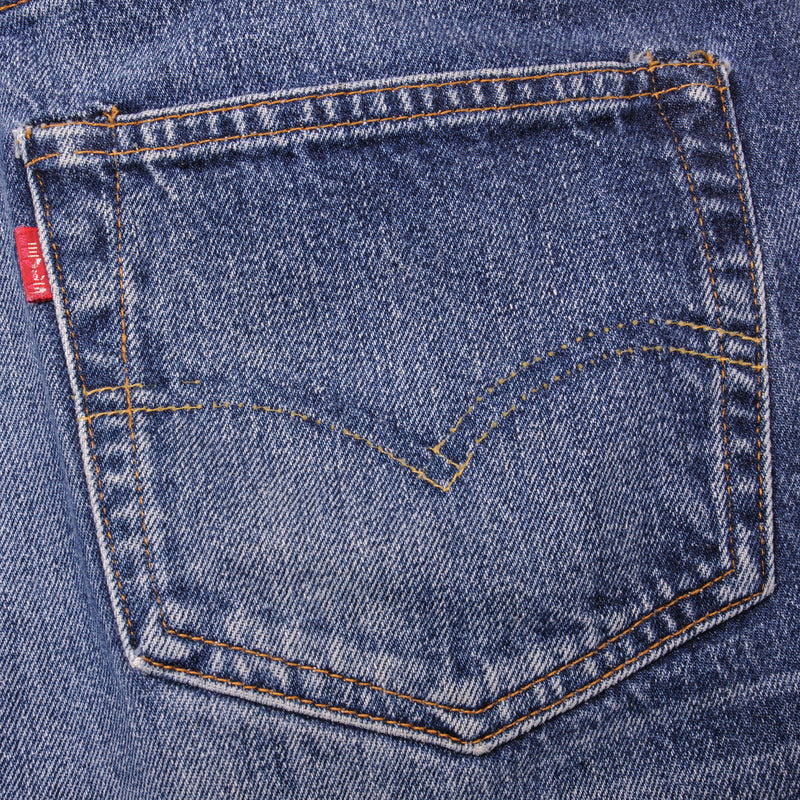 Beautiful Indigo Levis 501 Z XX Jeans With Single Stitch, Hidden Rivet and Selvedge Made in USA with Medium Dark Blue Wash.  Size 34X32 on tag actual size 31X29 Back Button #555